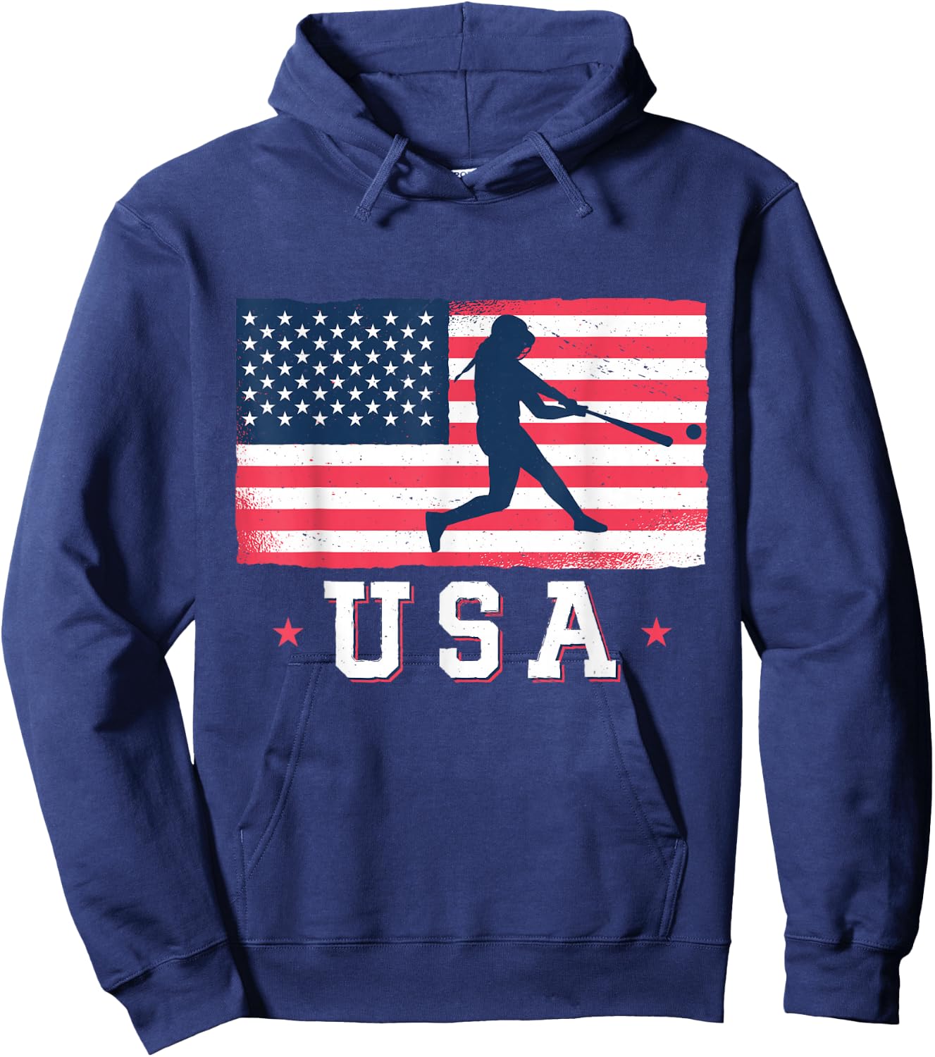 USA Flag Team Softball 4th of July Hoodie - Hoodie | Navy