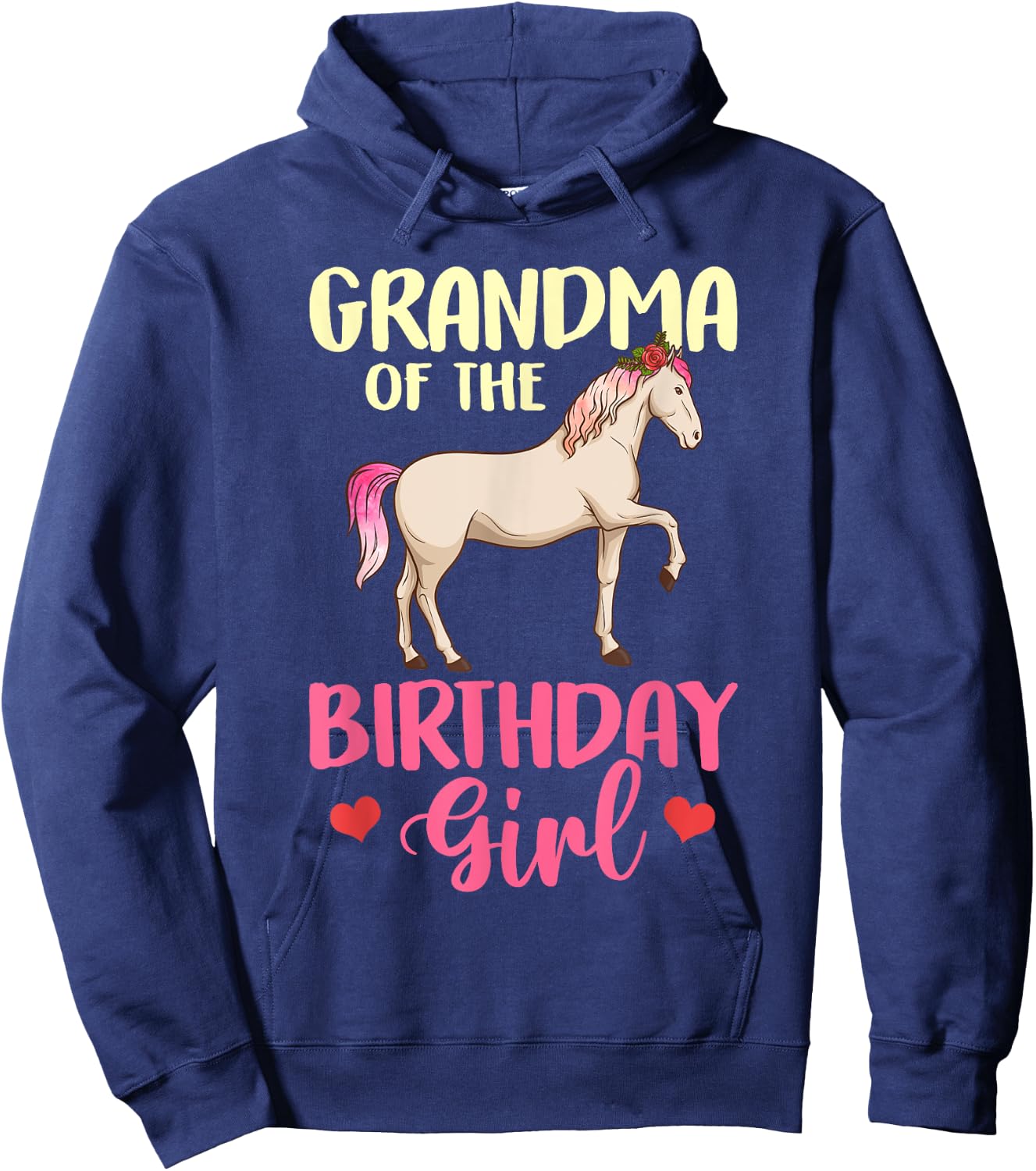 Grandma of the Birthday Girl Horse Equestrian Party Family Hoodie - Hoodie | Navy