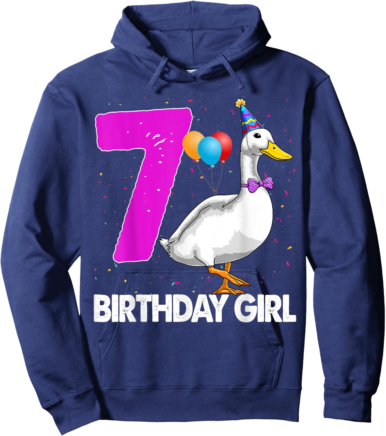 Funny Birthday Girl 7 Duck Shirt Women Duck Lovers Hoodie - Hoodie | Navy