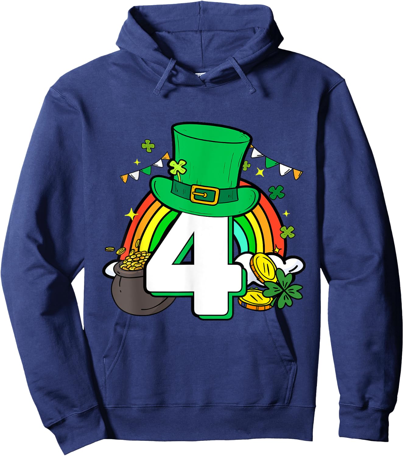 4th Birthday St Patrick's Day 4 Years Old Boys Girls Kid Hoodie - Hoodie | Navy