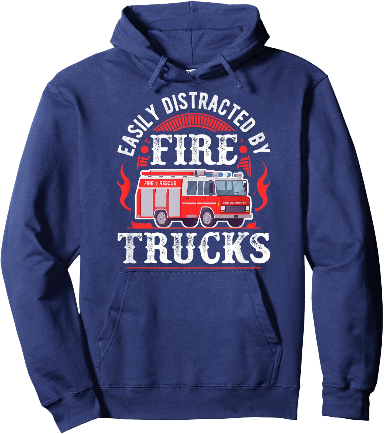 Firefighter Distracted By Fire Trucks Hoodie - Hoodie | Navy