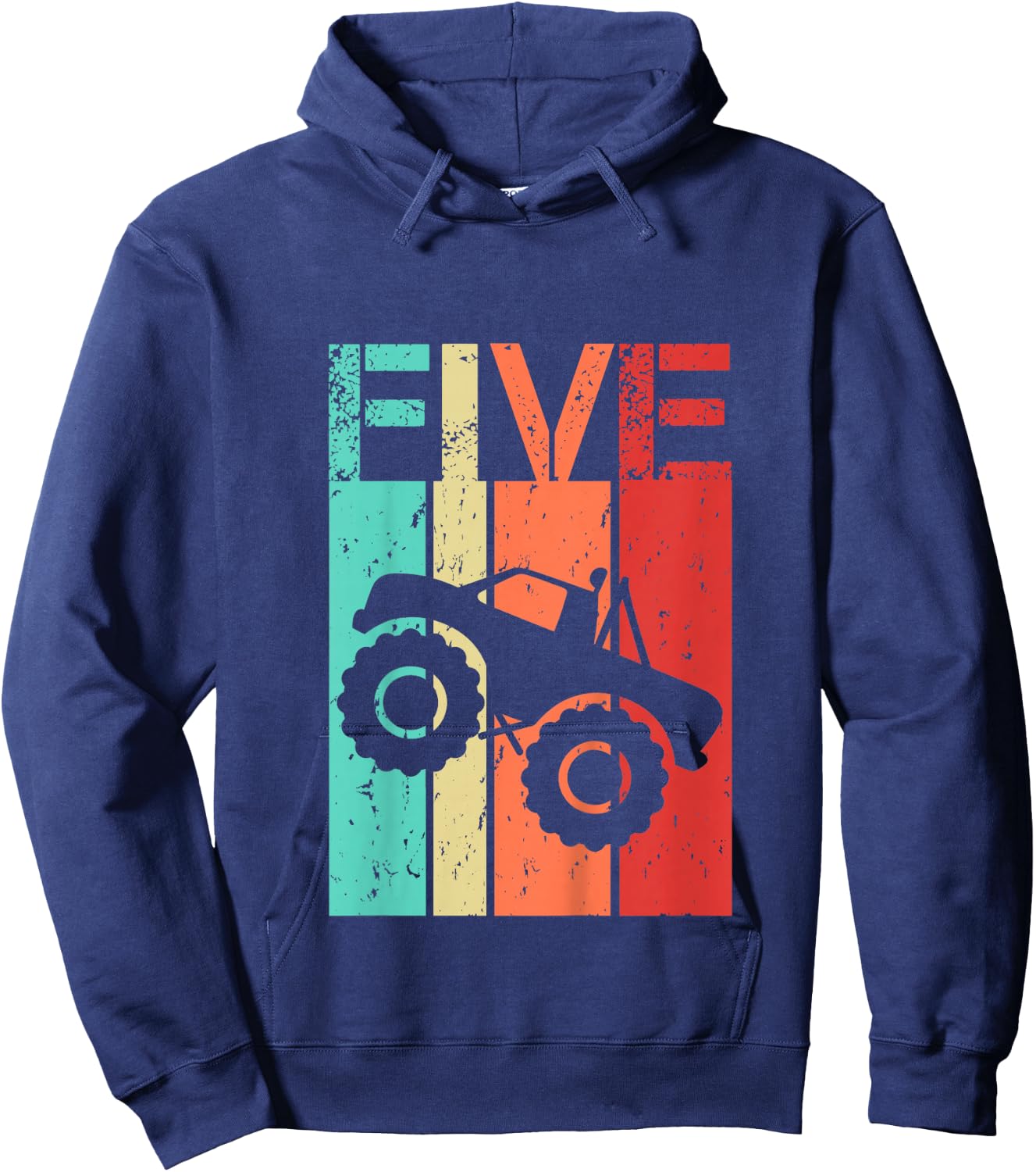 5 Year Old Monster Truck Birthday 5th Birthday Boy Girl Hoodie - Hoodie | Navy