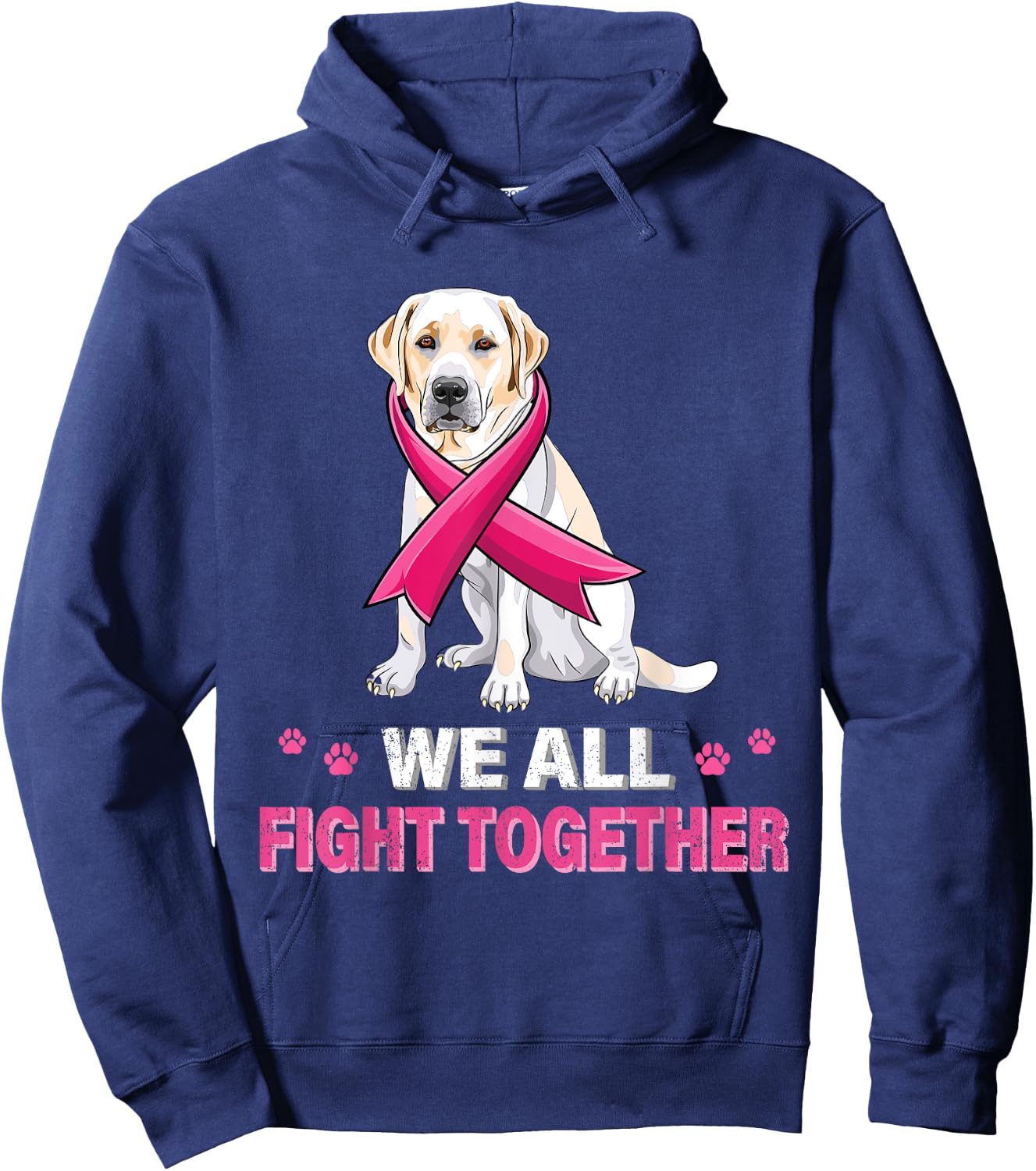 we all fight together Breast Cancer Awareness Dog Labrador Hoodie - Hoodie | Navy