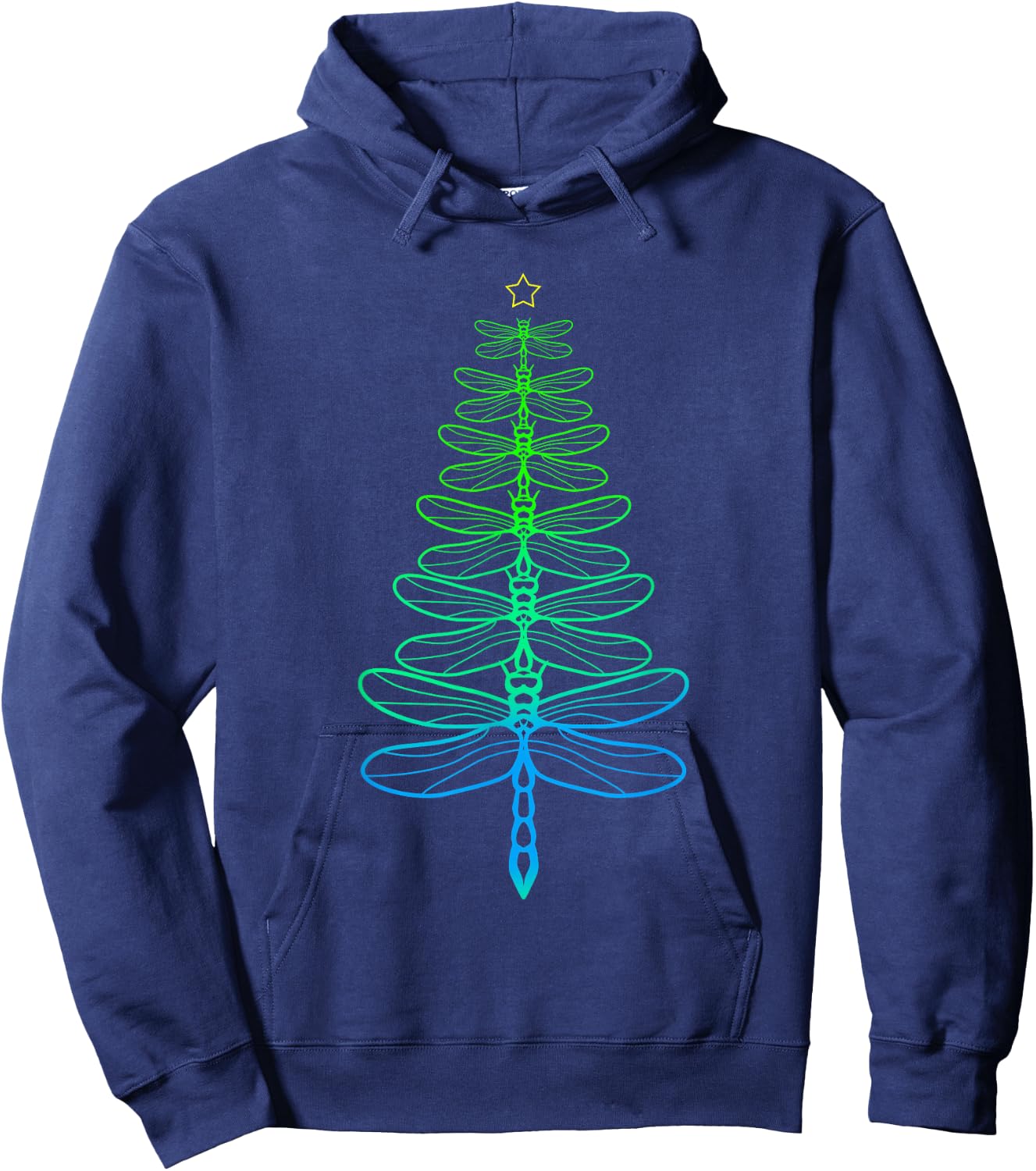Dragonfly Christmas Tree Hoodie - Hoodie | Navy