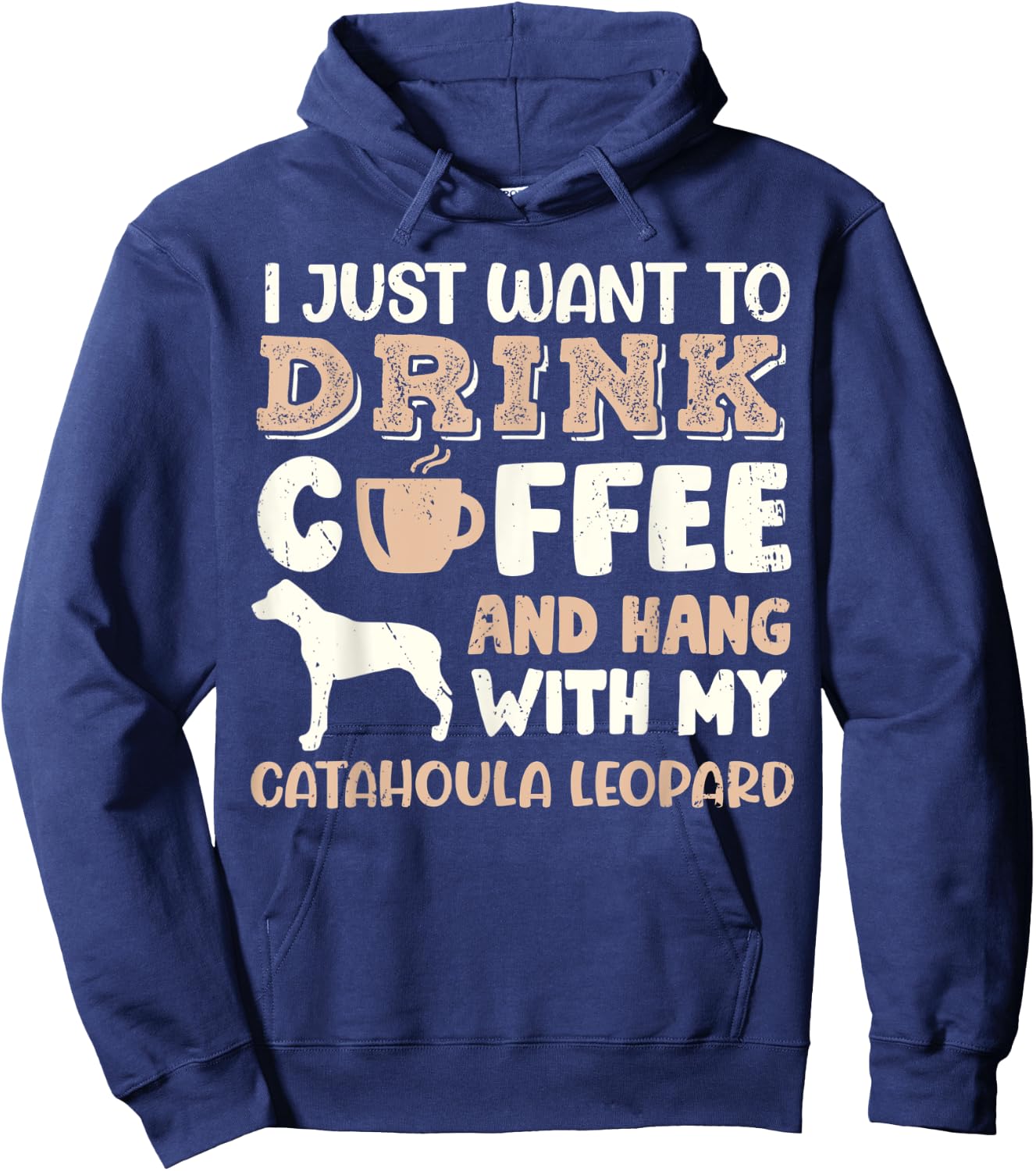 Funny Catahoula Leopard Drink Coffee Hand With Dog Mom Gift Men Women Kids Hoodie - Hoodie | Navy