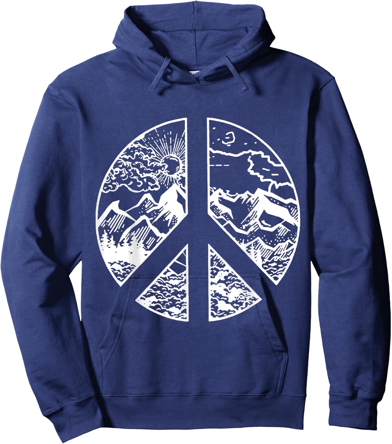 Nature Peace Outdoor Adventures Mountain Peace Sign Hippie Hoodie - Hoodie | Navy