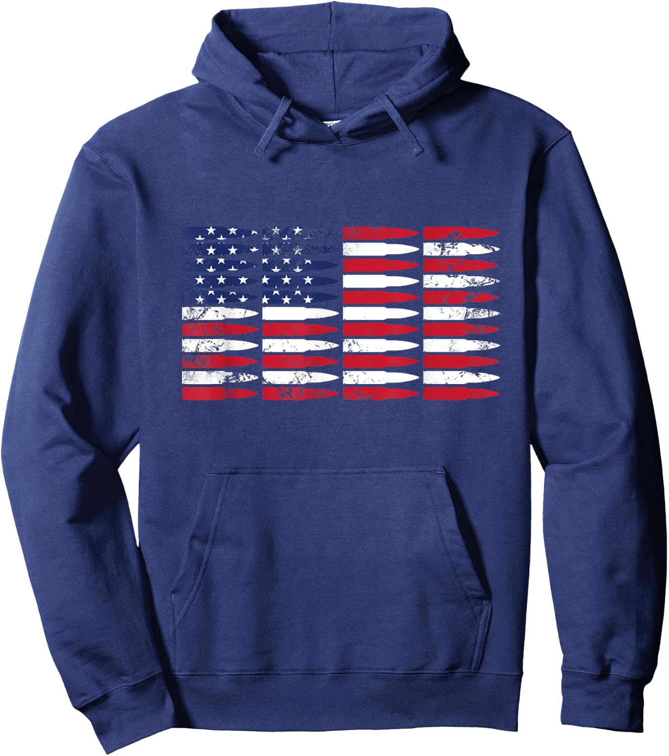Pro Gun American US Flag Bullets Banner America 4th of July Women Men Hoodie - Hoodie | Navy