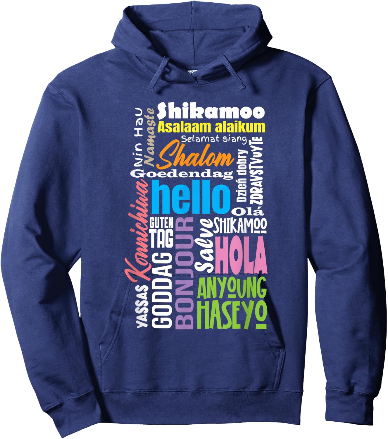 Multilingual Teacher Hello Different Languages Polyglot Women Hoodie - Hoodie | Navy
