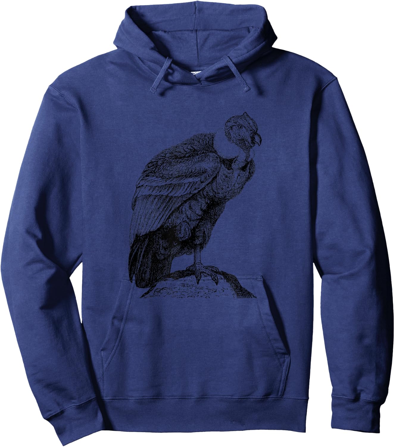 The New Antique California Condor Bird Print , -Adult, Grey, Small, Short Sleeve, Classic Fit Hoodie - Hoodie | Navy