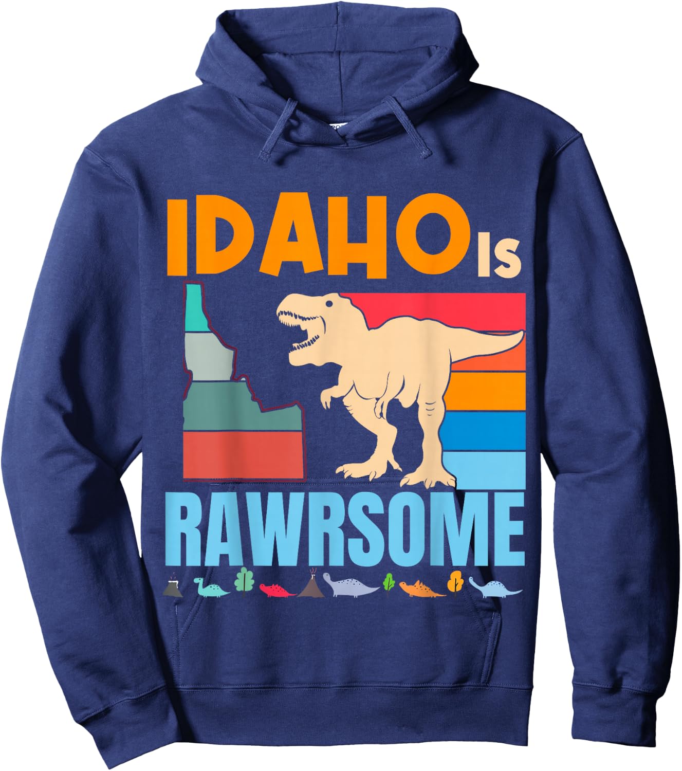Idaho Is Awesome Dinosaur I Love Idaho Gift Kids Boys Girls Hoodie - Hoodie | Navy