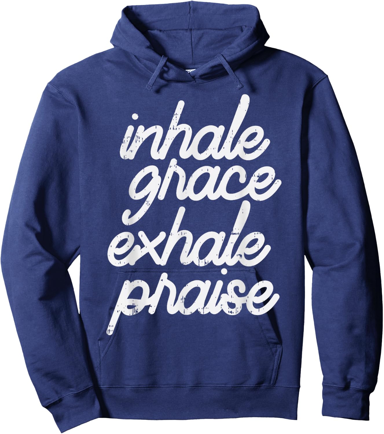 Inhale Grace Exhale Praise God Jesus Faith Christian Gift Hoodie - Hoodie | Navy