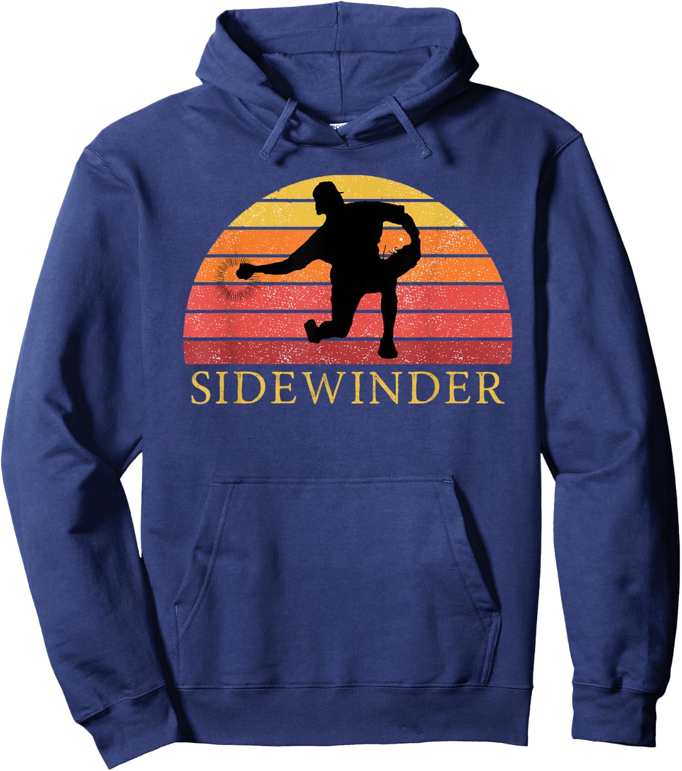 Sidewinder Sidearm Pitcher Baseball Retro Vintage Hoodie - Hoodie | Navy