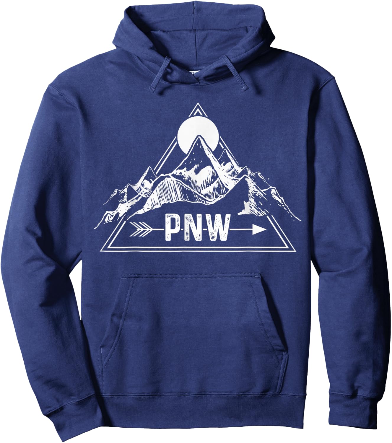 PNW - Pacific Northwest Outdoor Apparel Co. Black Adults , Small, Short Sleeve, , Modern Mountain Letter Print Embroidery Hoodie - Hoodie | Navy