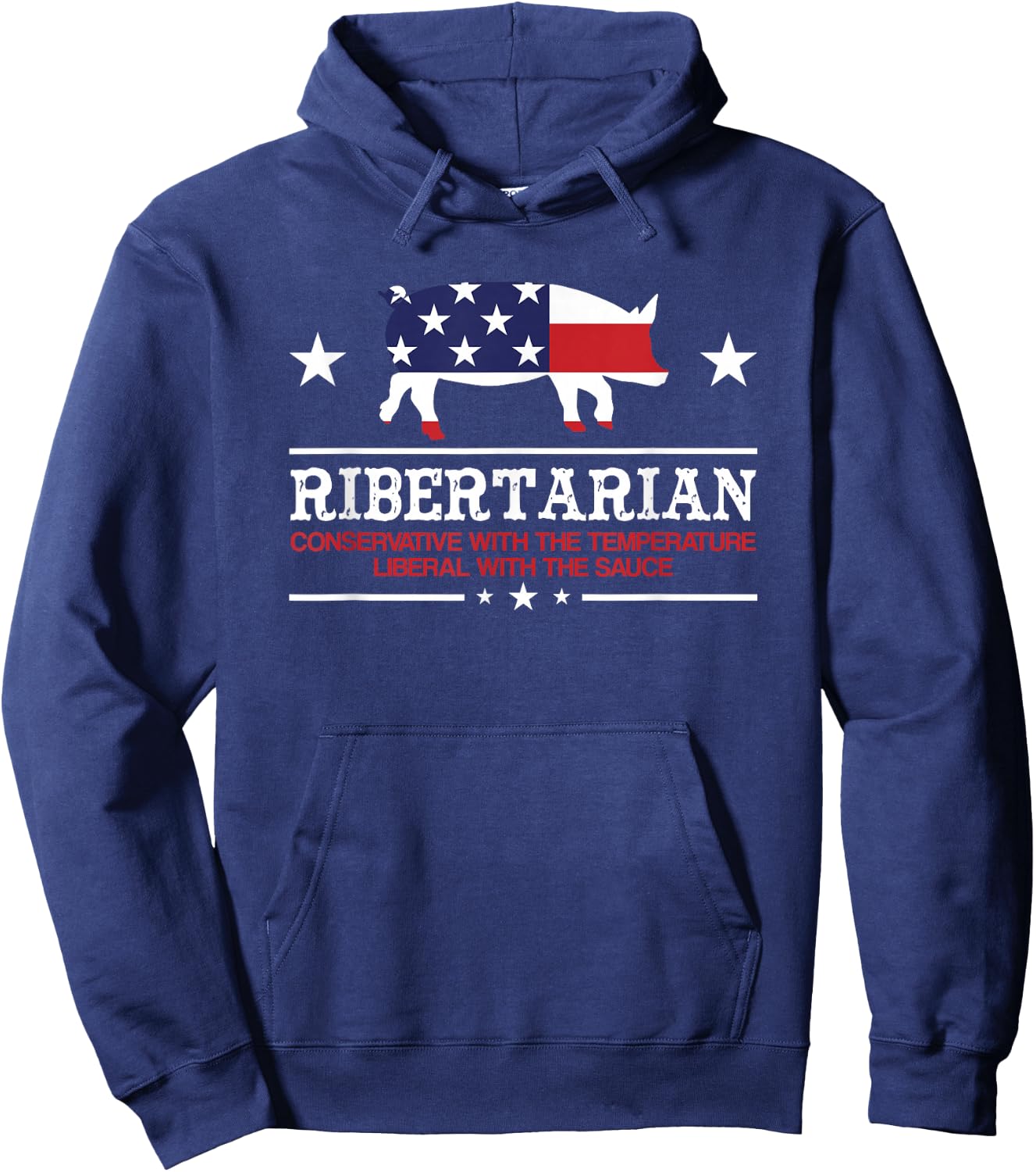 Ribertarian Ribs Pig Patriot Grilling Smoker Grill Funny BBQ Hoodie - Hoodie | Navy