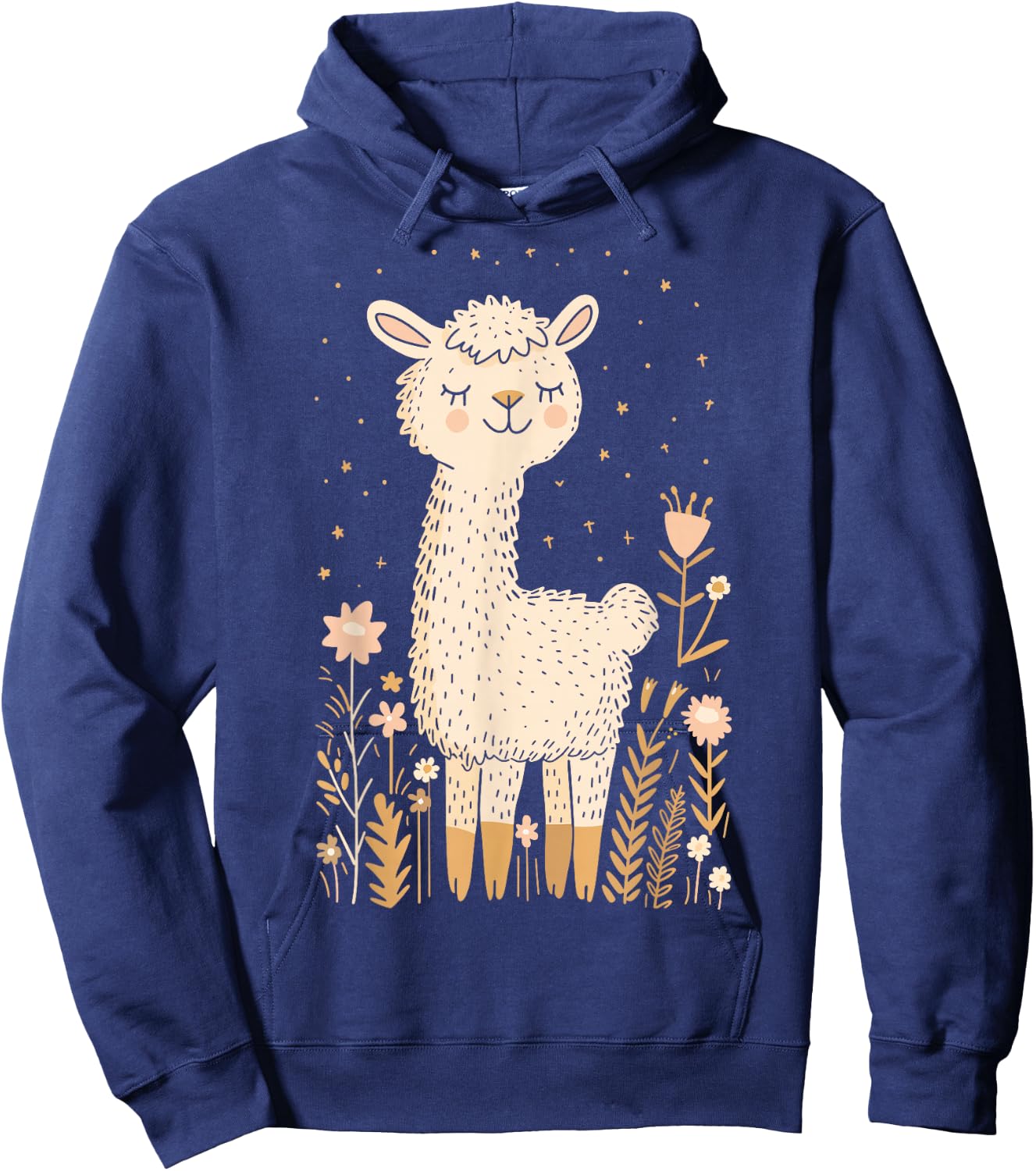 Llama Alpaca Lama Cute Flowers Adorable Baby Farm Animal Hoodie - Hoodie | Navy