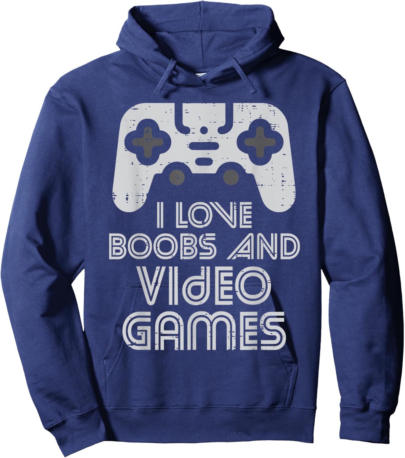 I Love Boobs And Video Games Funny Gaming Gamer Adult Men Hoodie - Hoodie | Navy
