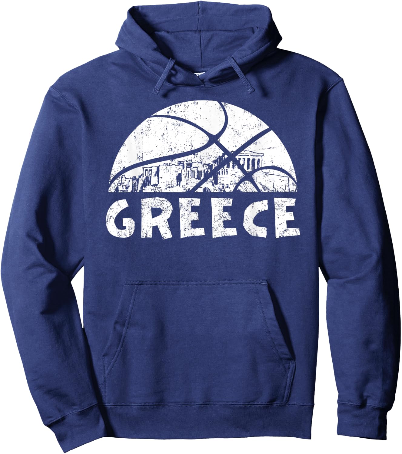 Greece Basketball Vintage Distressed Hoodie - Hoodie | Navy