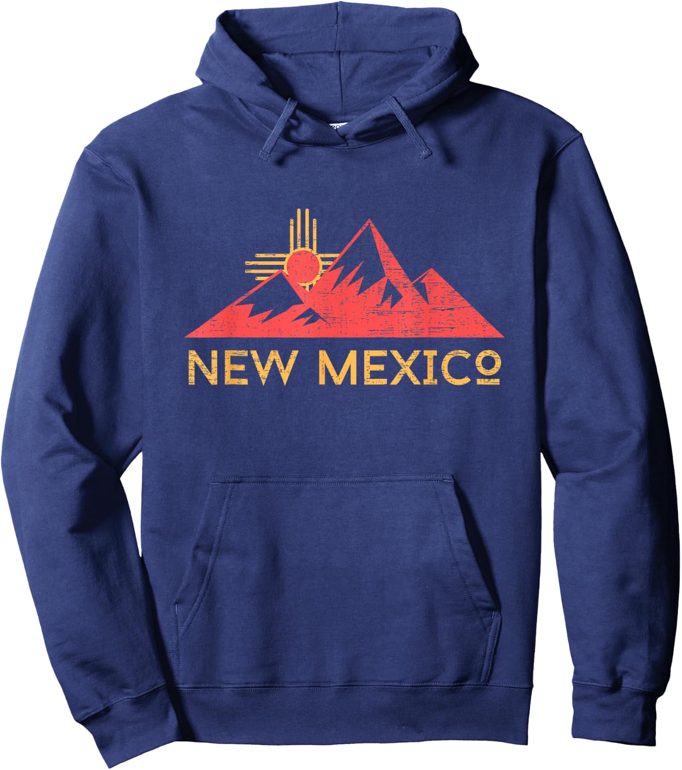 Zia Sun Symbol New Mexico Mountains Retro Vintage Sunset Hoodie - Hoodie | Navy