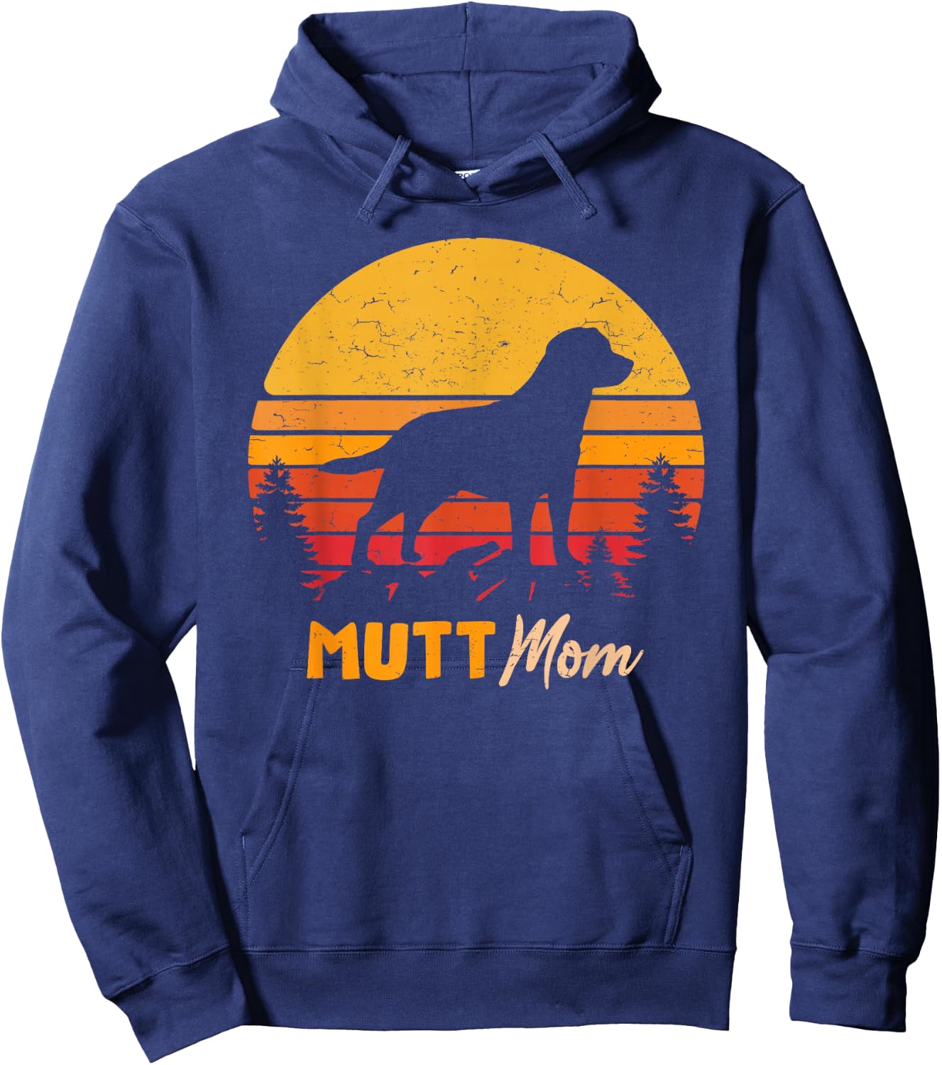 Mutt Mama Vintage Retro Dog Women's Gift Hoodie - Hoodie | Navy