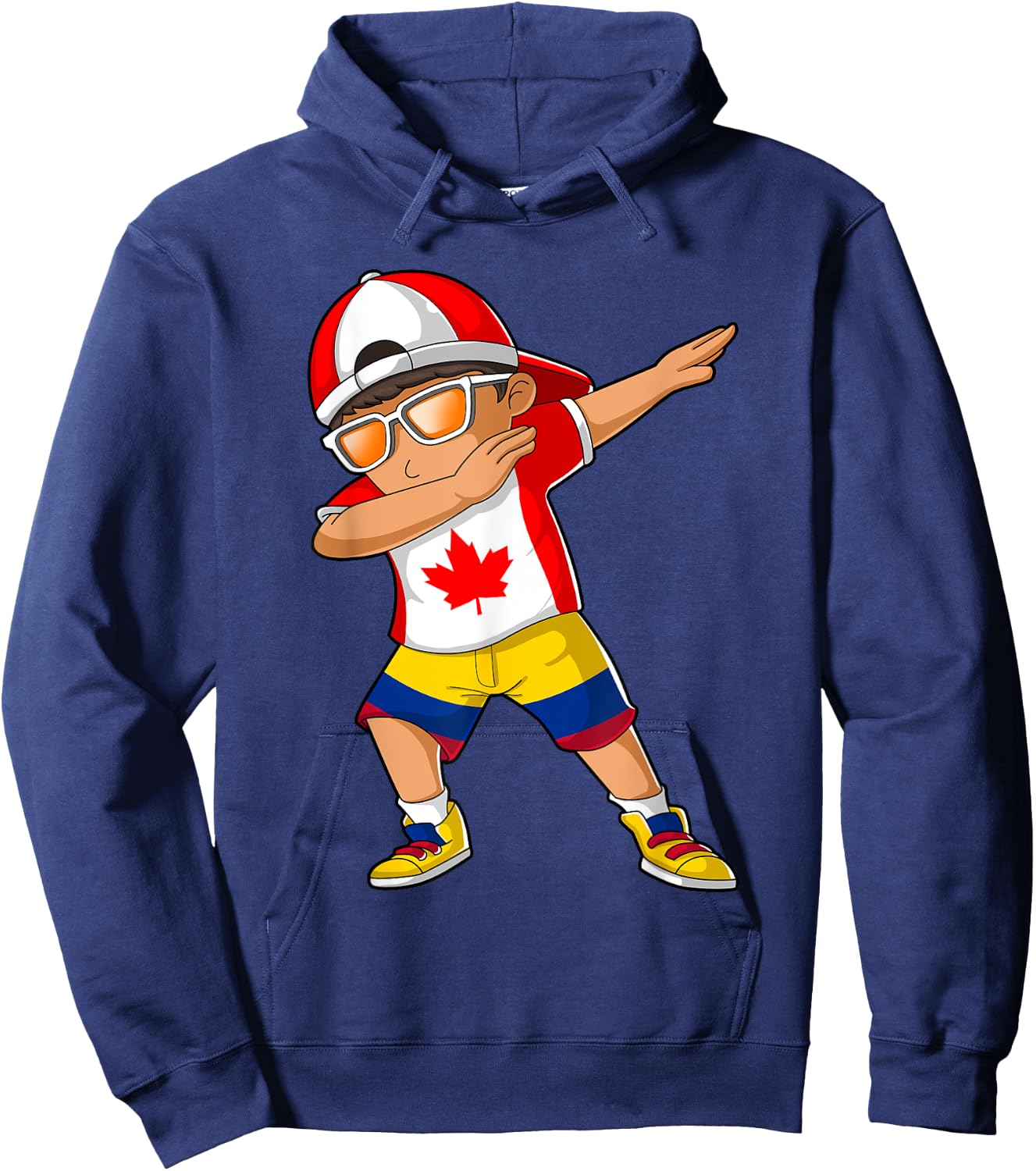 Half Canadian Half Colombian Boy Canada Colombia Flag Hoodie - Hoodie | Navy