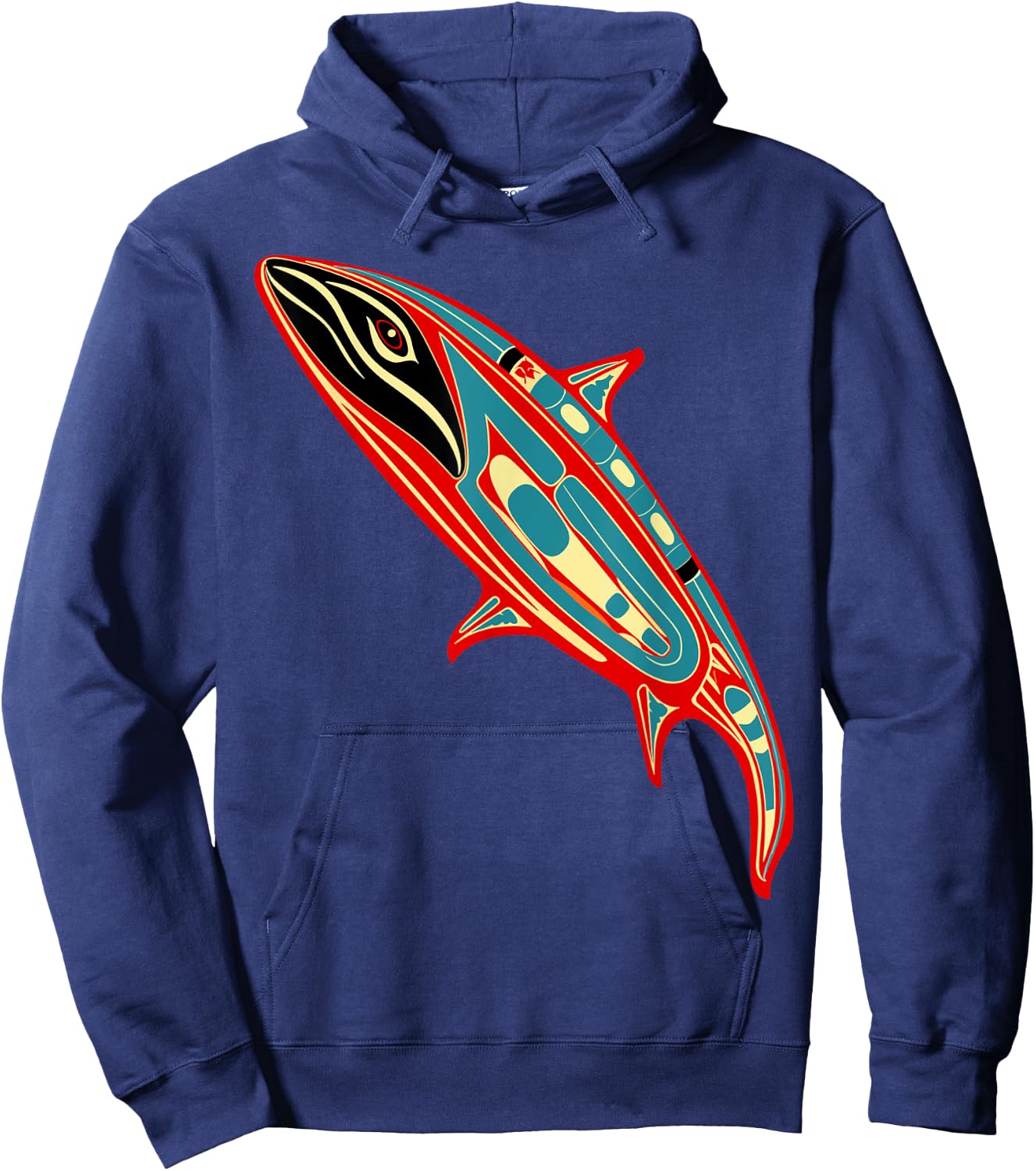 Orca in Salish Coast Weaving Design Style Hoodie - Hoodie | Navy