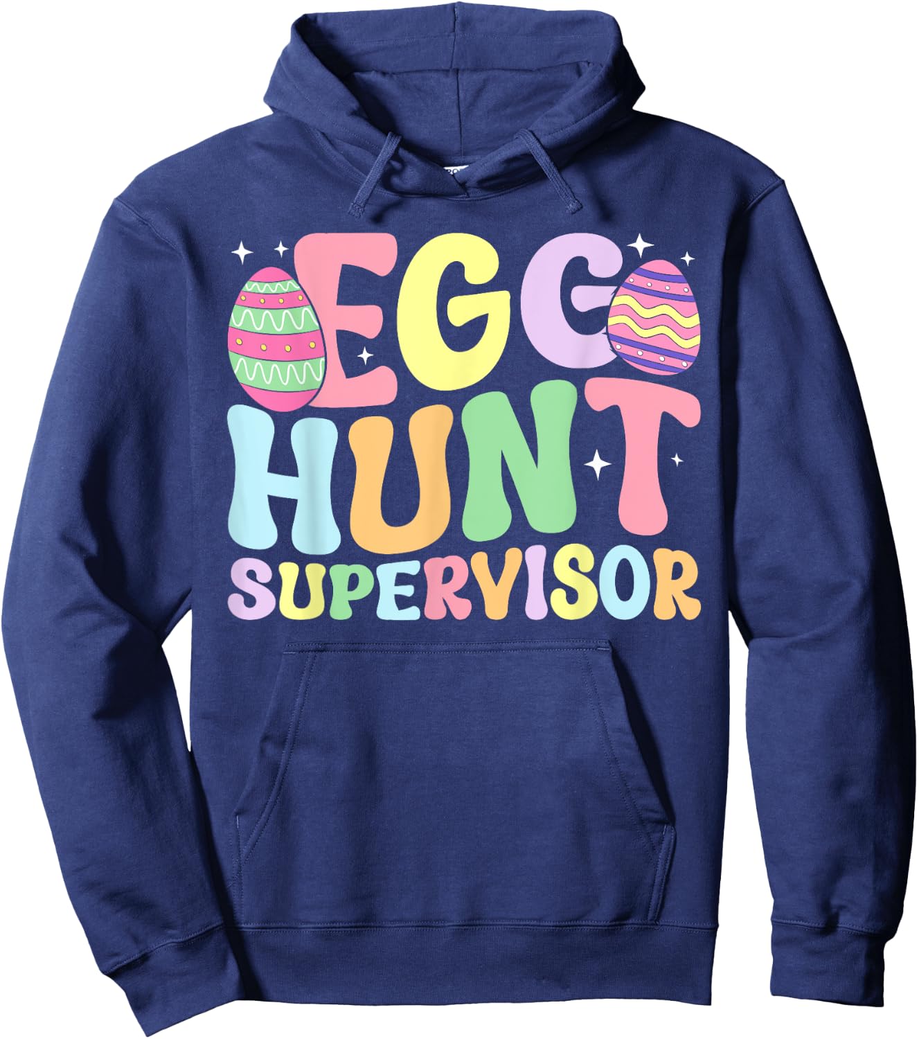 Egg Hunt Supervisor Retro Egg Hunting Party Mom Dad Easter Hoodie - Hoodie | Navy