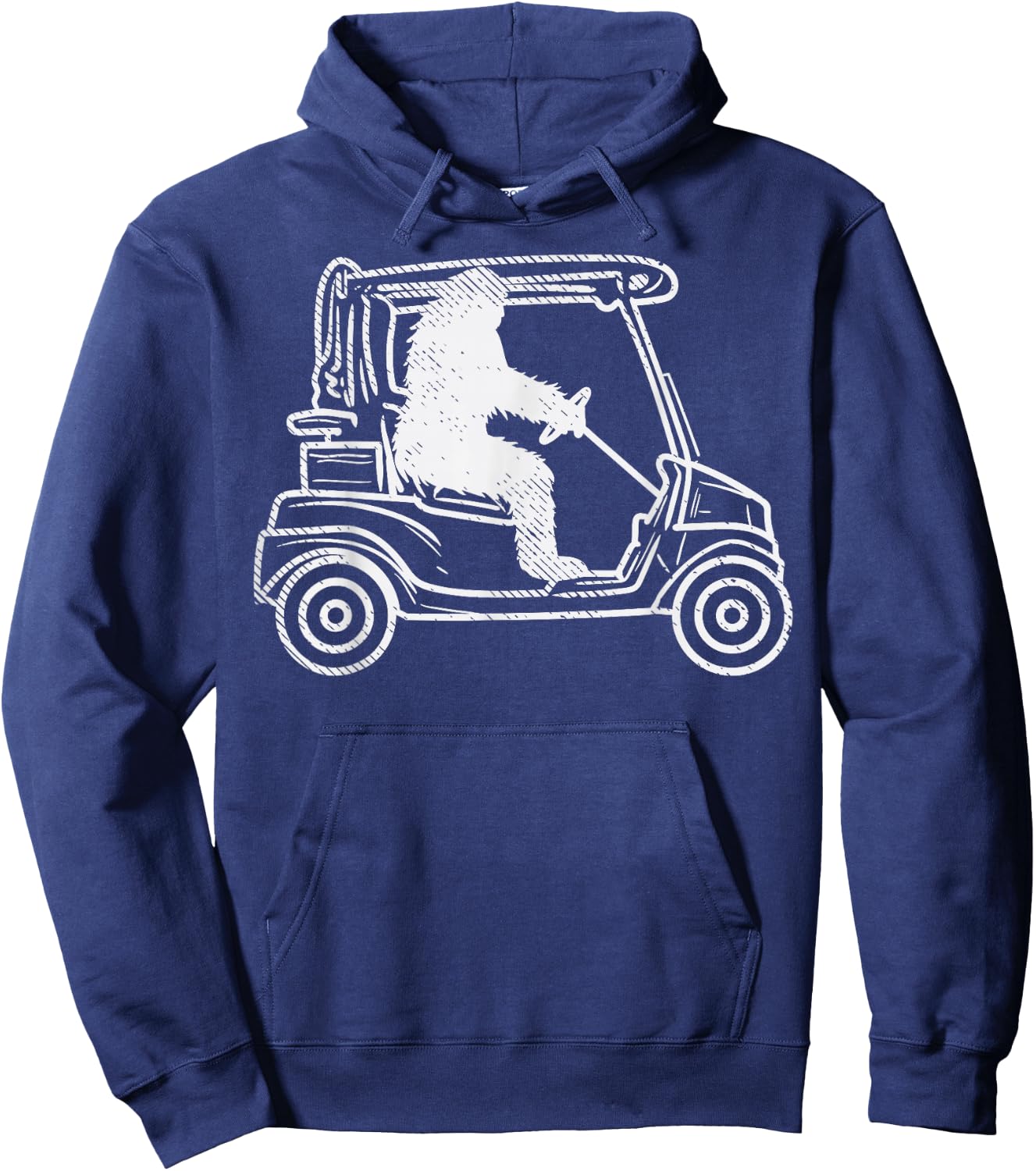 Bigfoot Sasquatch Driving Golf Cart Funny Golfing Golfer Hoodie - Hoodie | Navy