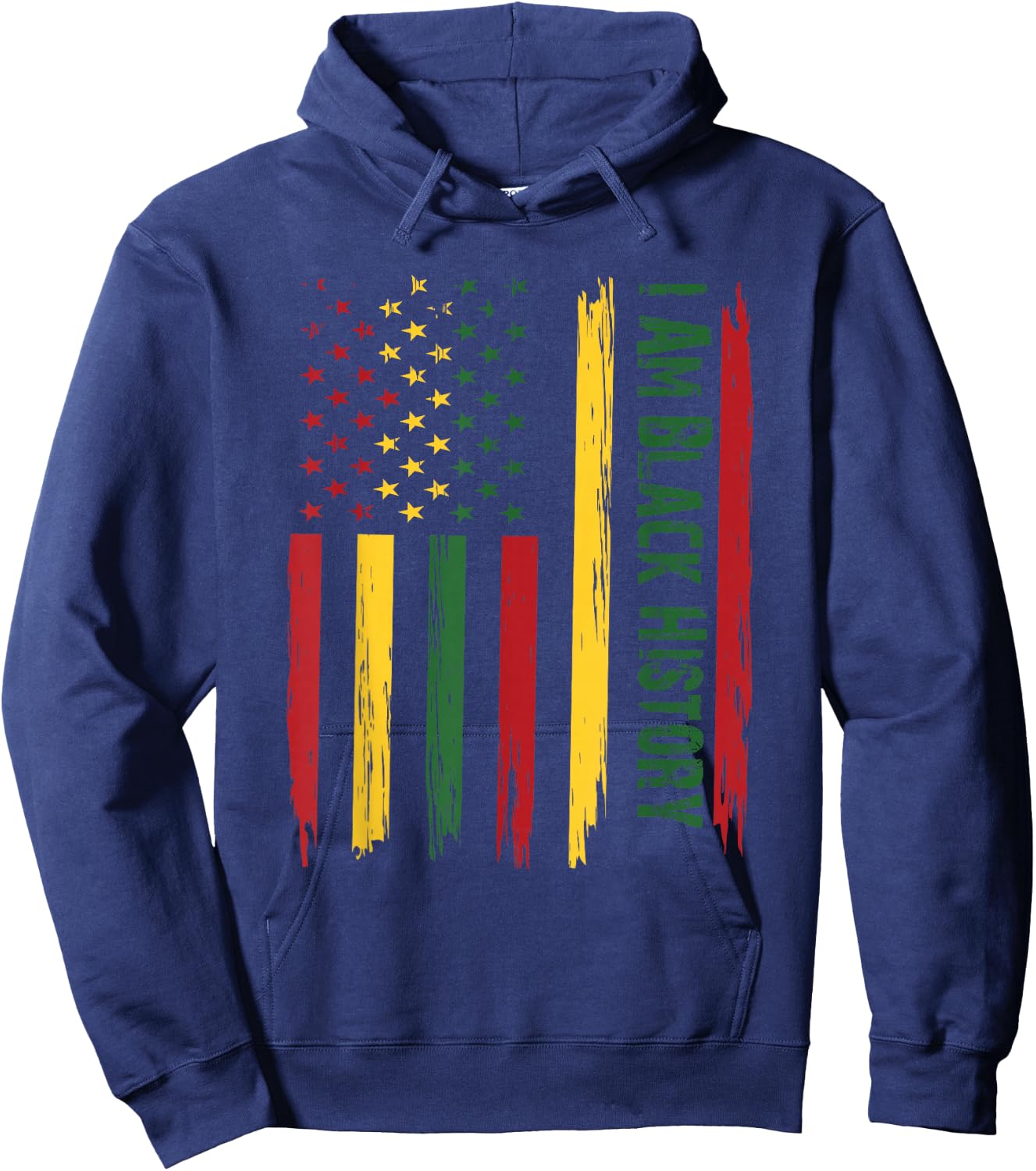 I AM Black History Month African American Flag USA Hoodie - Hoodie | Navy
