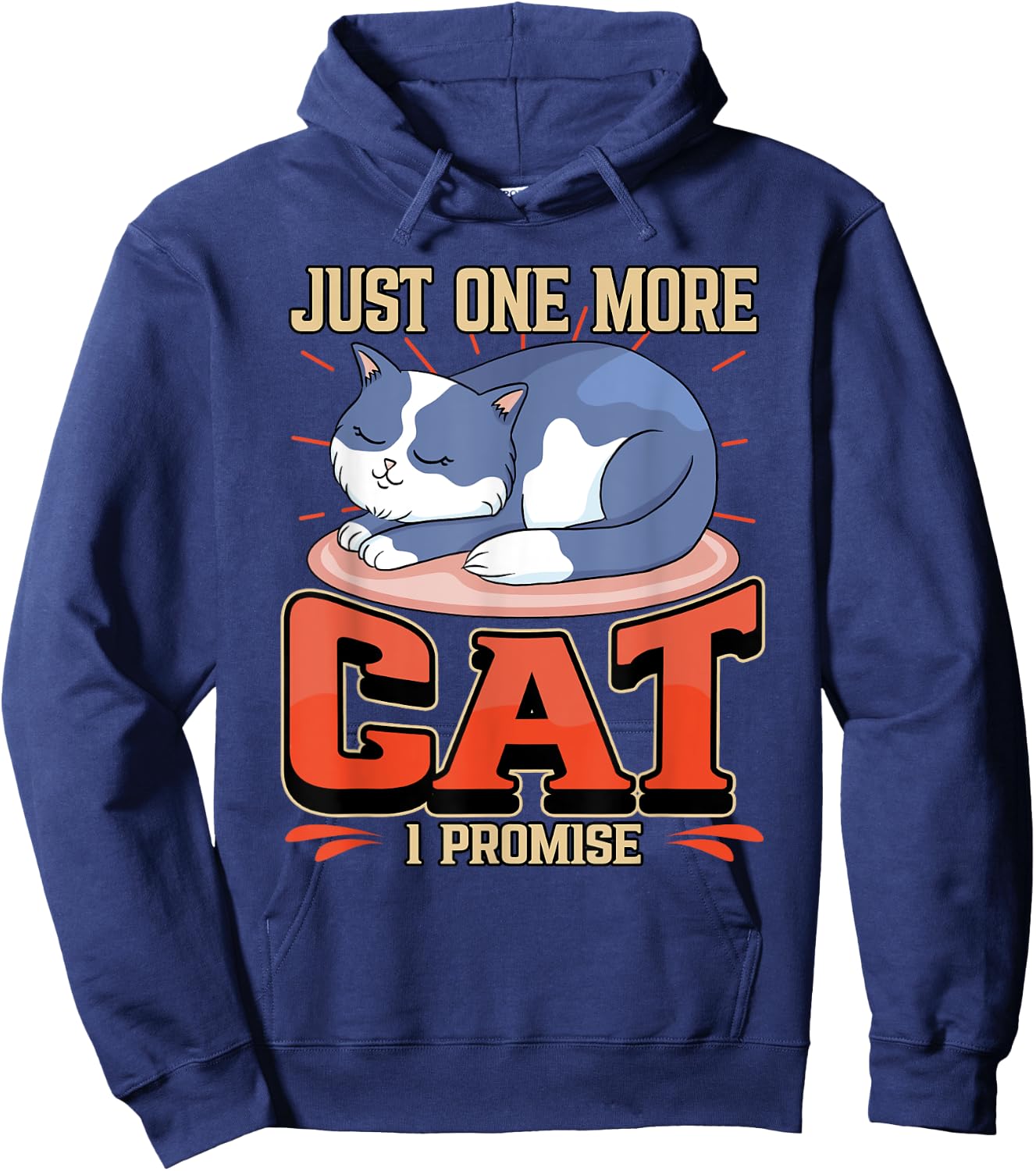 Just One More Cat I Promise Cute Paws Sleeping Pet Owner Hoodie - Hoodie | Navy
