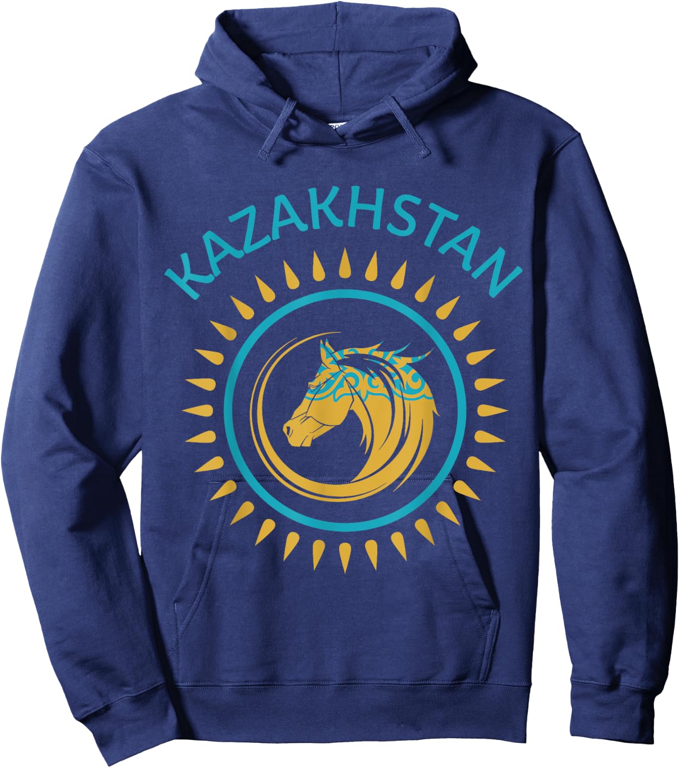 Republic of Kazakhstan Kazakhstan Kazakhian Flag Horse Hoodie - Hoodie | Navy