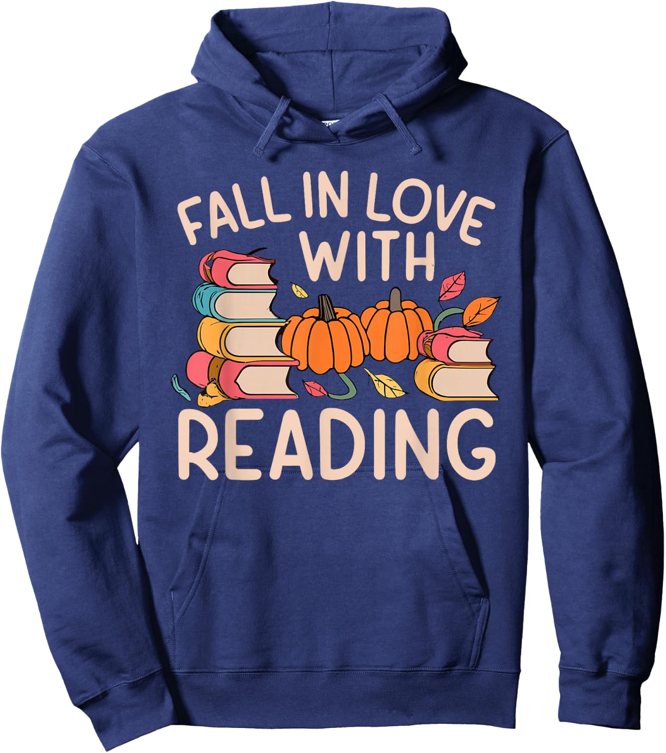 Fall In Love With Reading Book Autumn Pumpkins And Teachers Hoodie - Hoodie | Navy