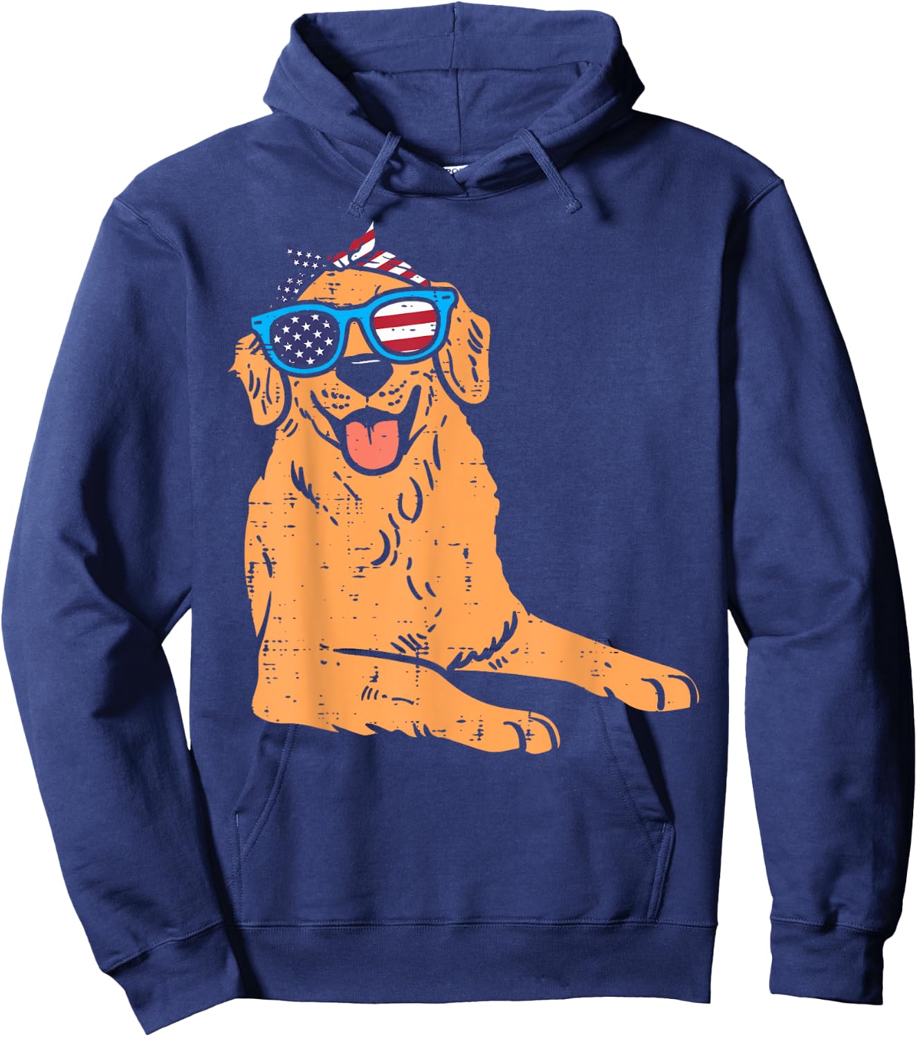 Bandana Golden Retriever American USA 4th Of July Fourth Dog Hoodie - Hoodie | Navy