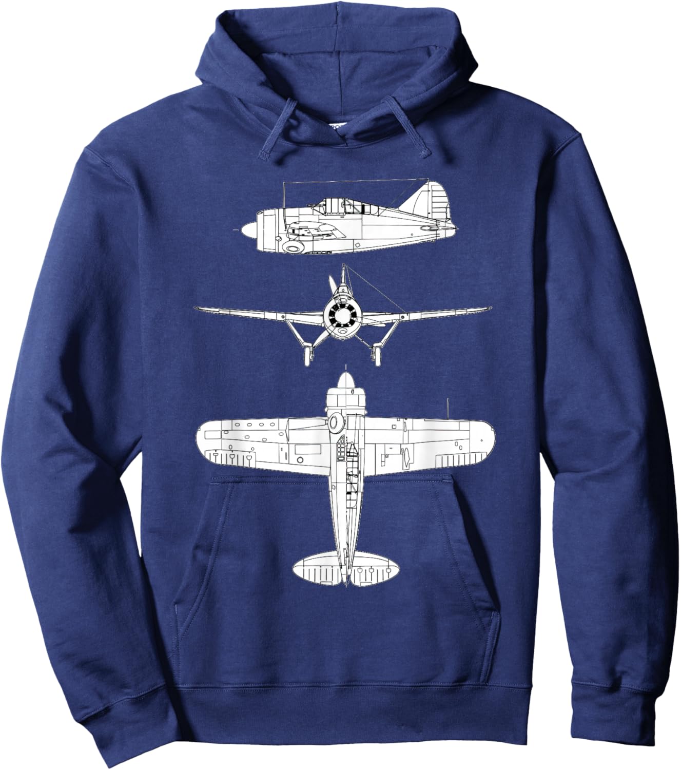 Brewster F2A Buffalo Fighter Aircraft WW2 Airplane Hoodie - Hoodie | Navy