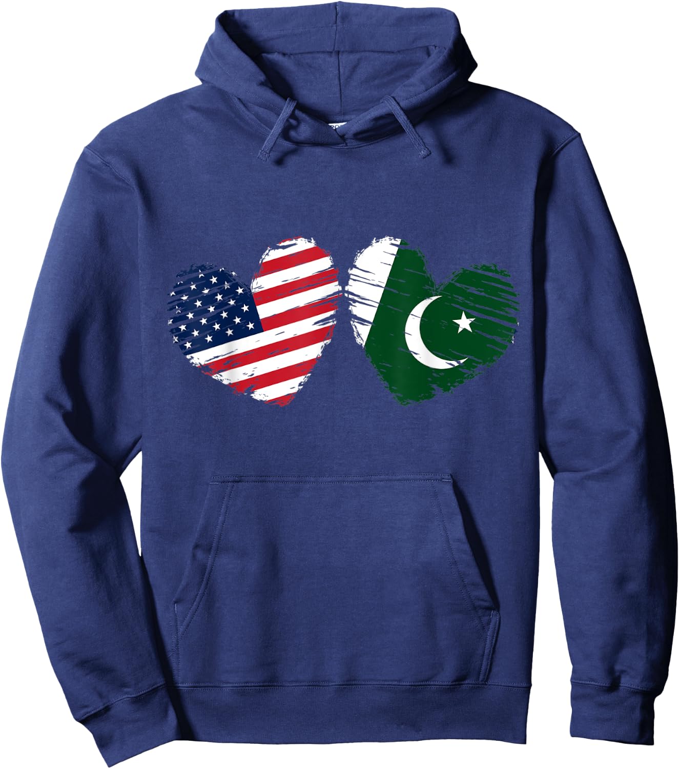 USA Pakistan Flag Heart Valentines Day Pakistani American Hoodie - Hoodie | Navy