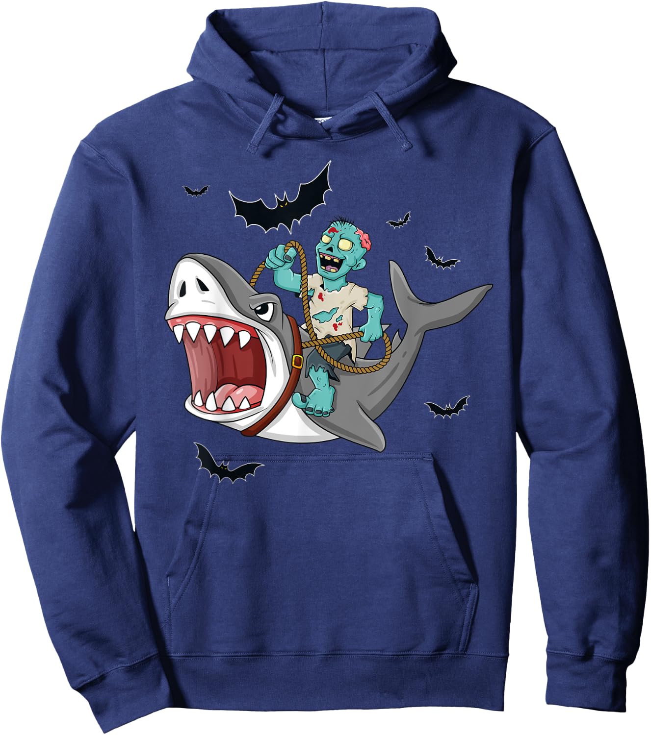 Halloween Zombie Riding Shark Funny Boys Girls Kids Hoodie - Hoodie | Navy