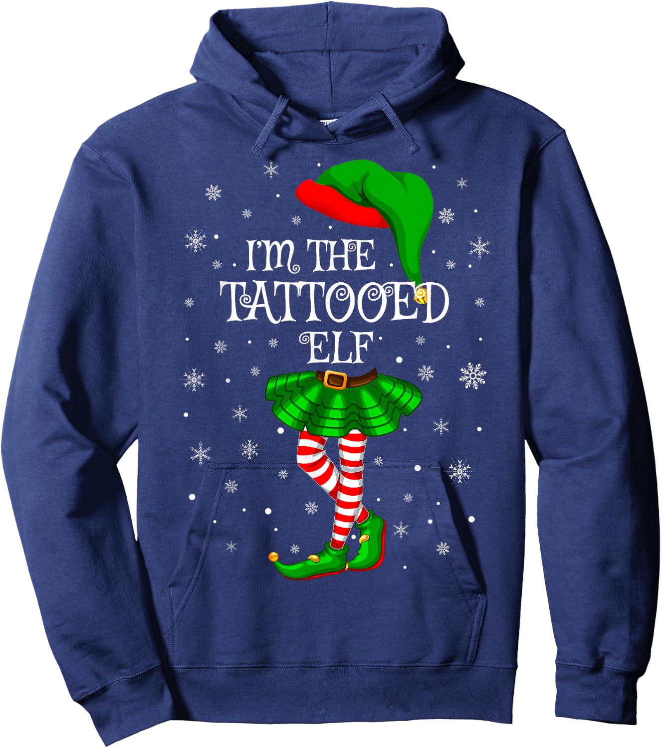 Tattooed Elf Christmas Matching Family Women Girls Elf Hoodie - Hoodie | Navy