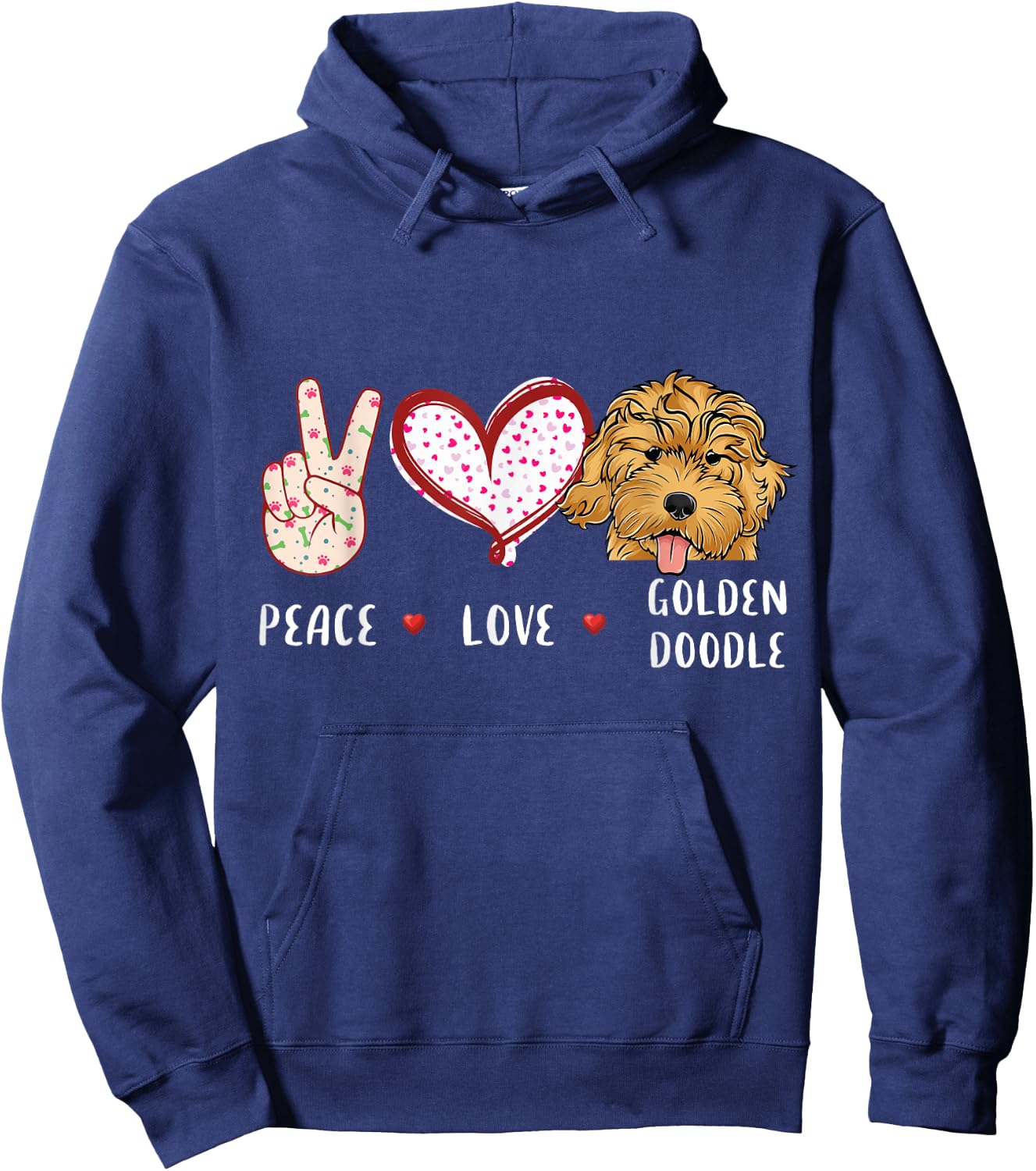peace love Goldendoodle gift women kids doodle dog Hoodie - Hoodie | Navy
