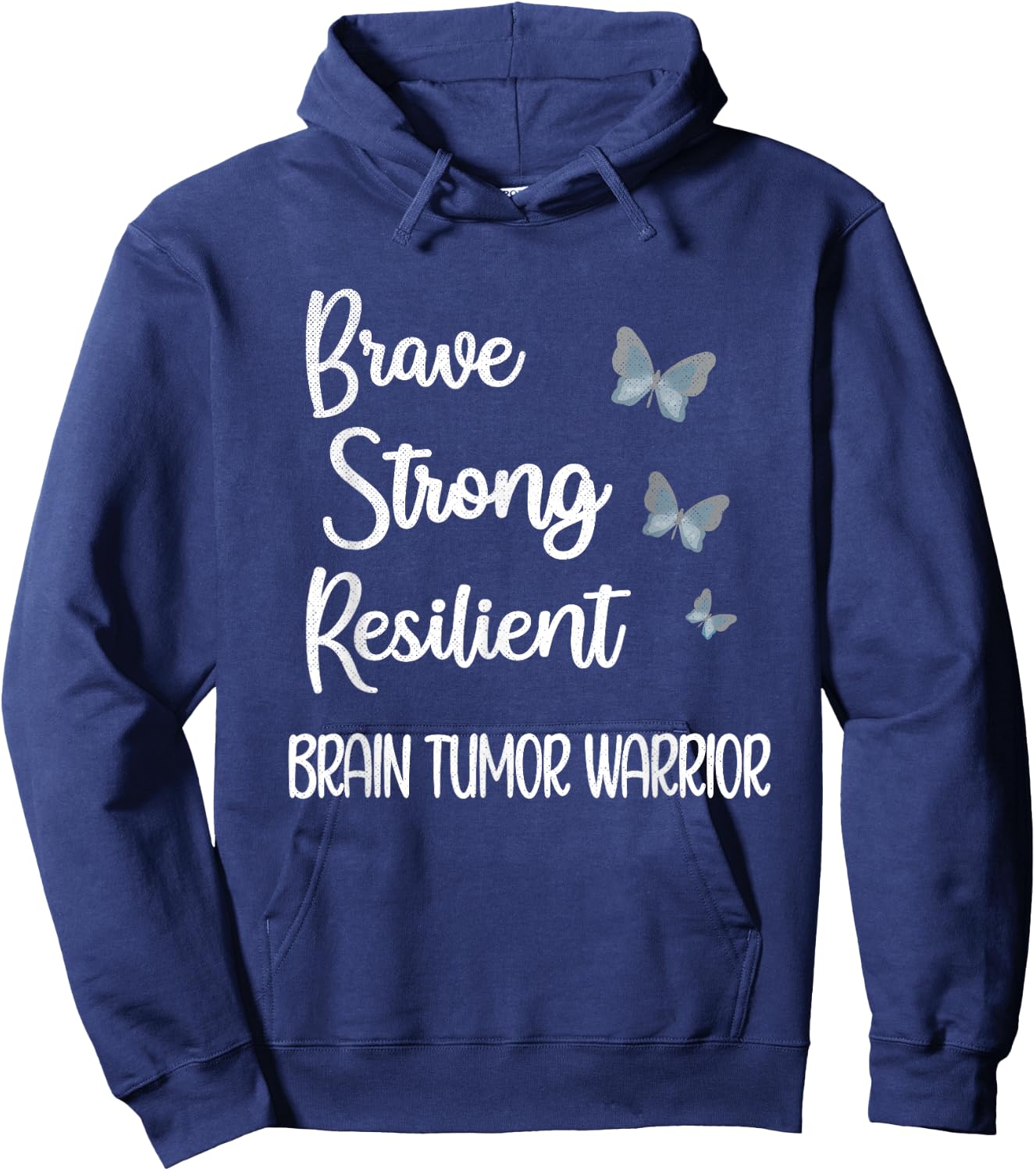 Brain Tumor Warrior | Brain Cancer Awareness Gray Ribbon Hoodie - Hoodie | Navy