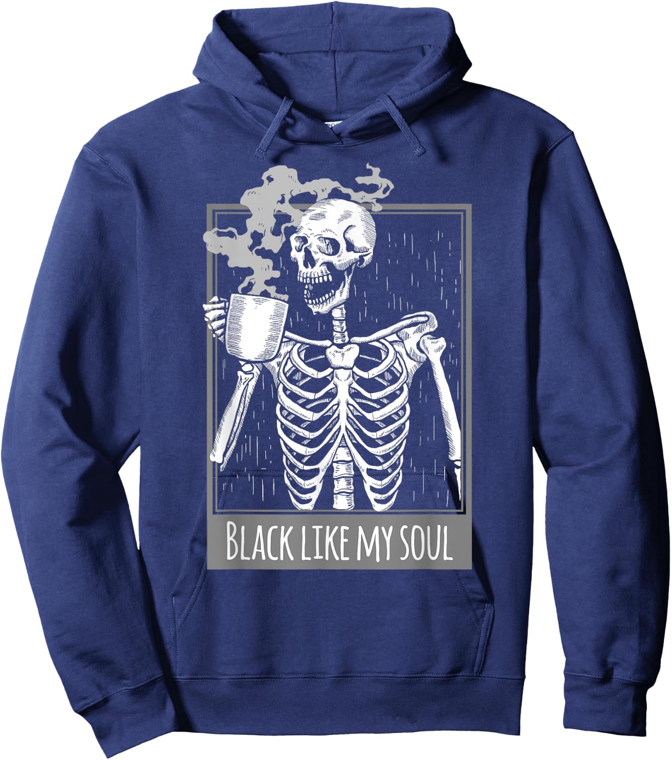 Black Coffee like my Soul Skeleton Funny men women Hoodie - Hoodie | Navy
