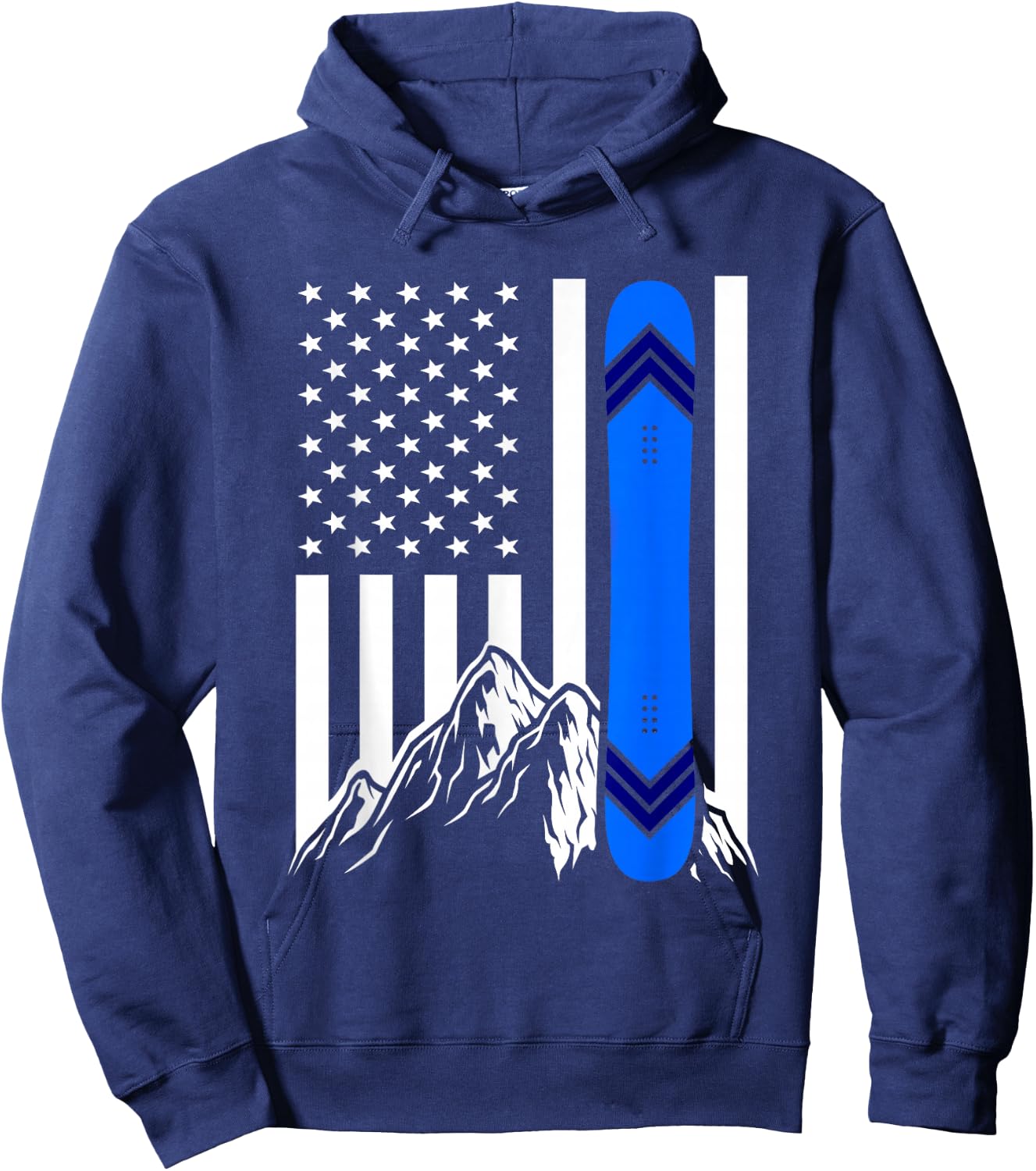 American Flag Snowboarding Gifts Mountain Snowboarder Hoodie - Hoodie | Navy
