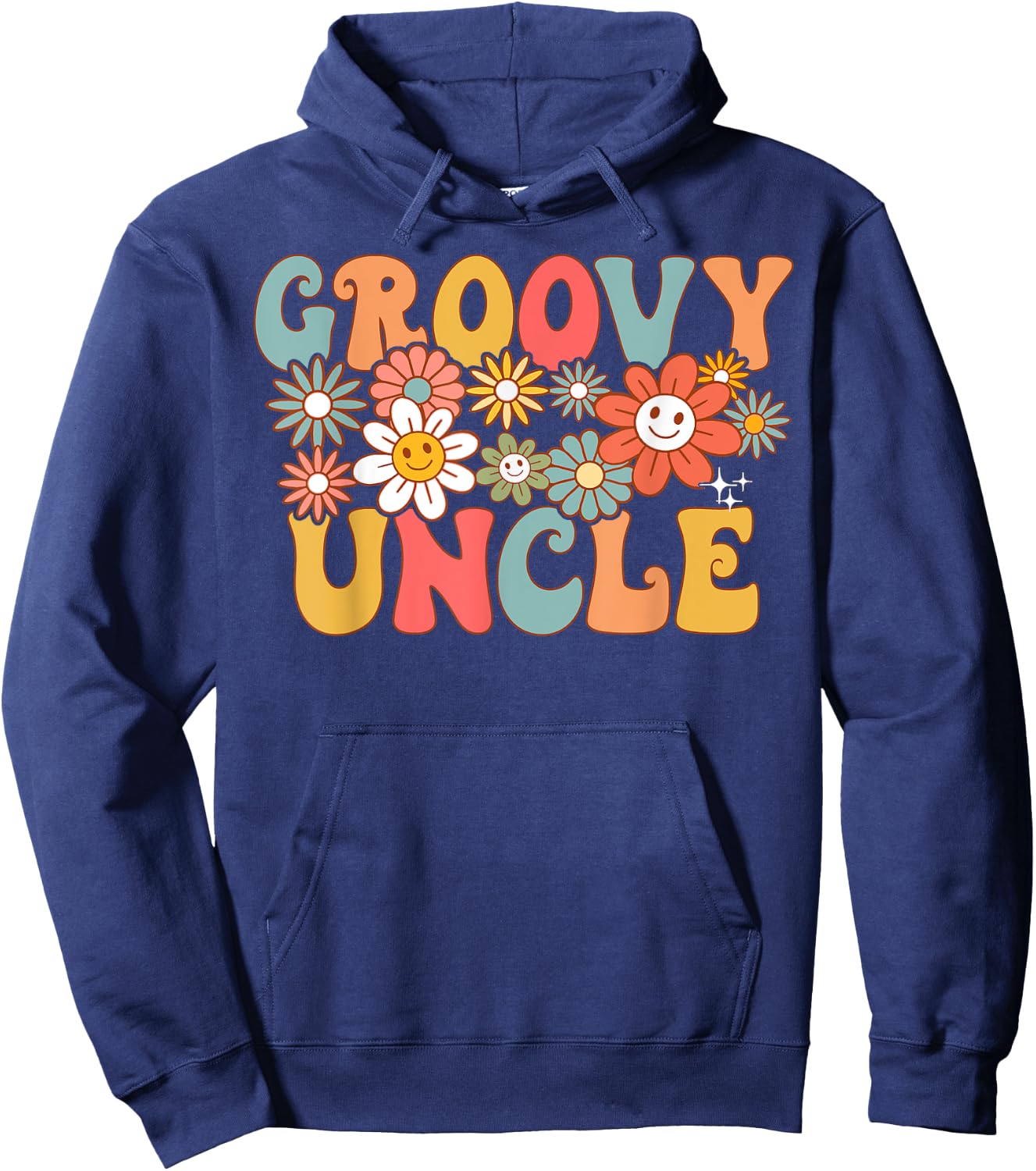 Retro Groovy Uncle 1st Birthday Matching Family Hippie Funny Hoodie - Hoodie | Navy