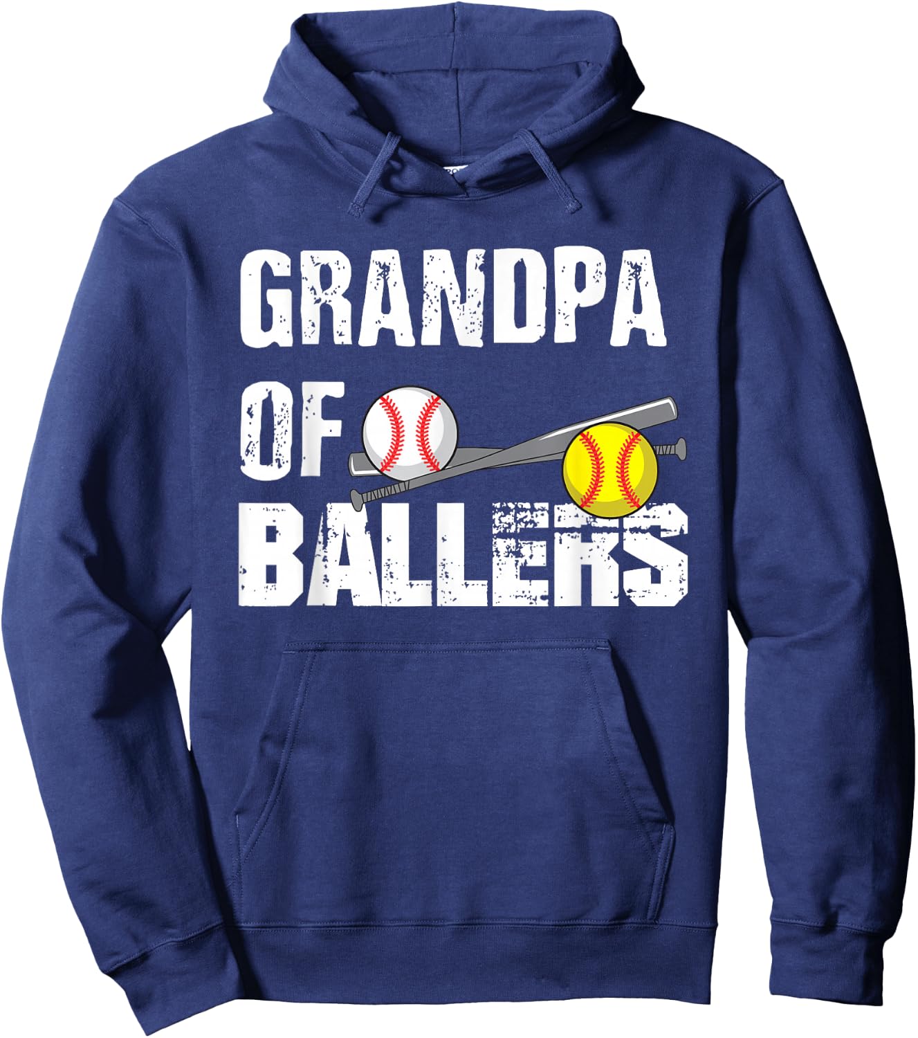 Grandpa Of Ballers Funny Baseball Softball Fathers Day Gift Hoodie - Hoodie | Navy