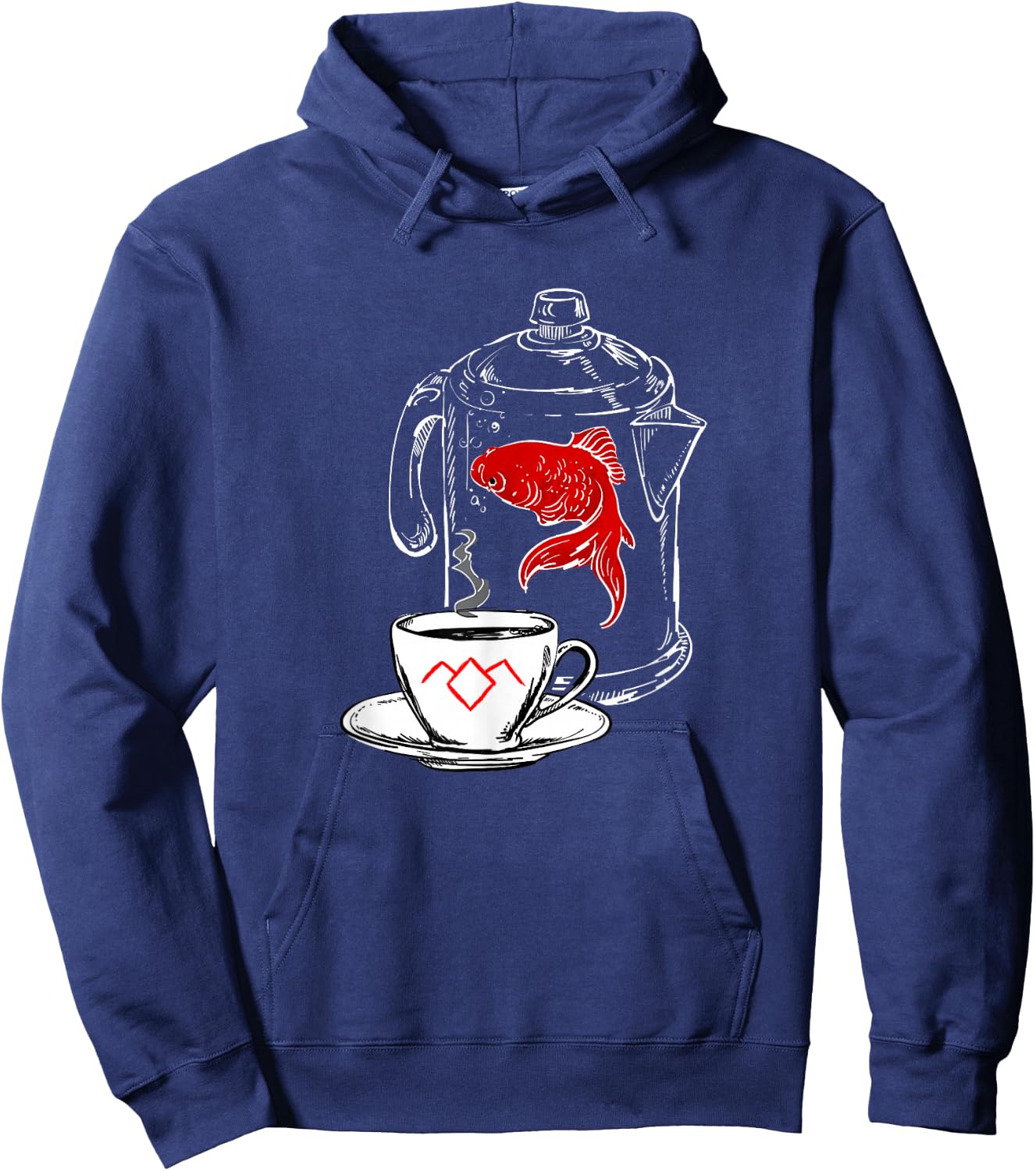 Twin Peaks Coffee Cup And Fish Outlines Hoodie - Hoodie | Navy