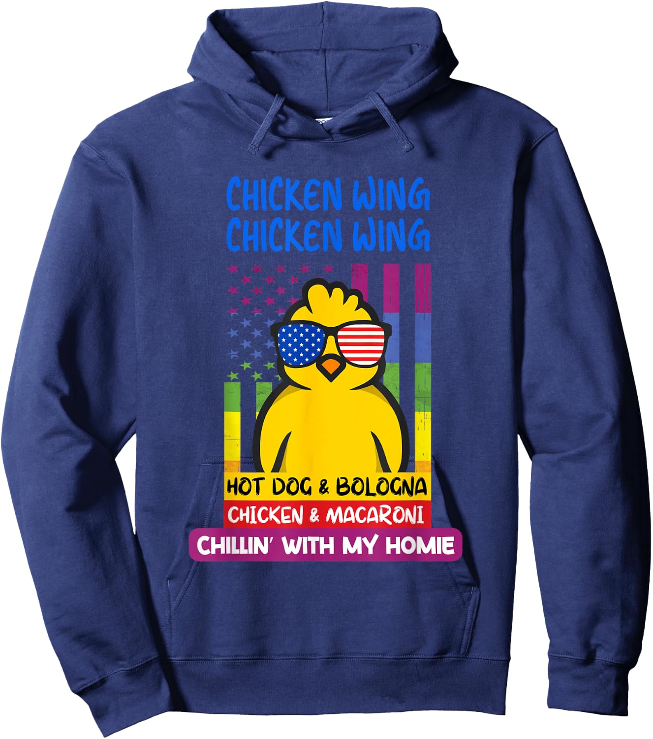 Cooked Chicken Wing Chicken Wing Hot Dog Bologna Macaroni Women Girls Kids Hoodie - Hoodie | Navy