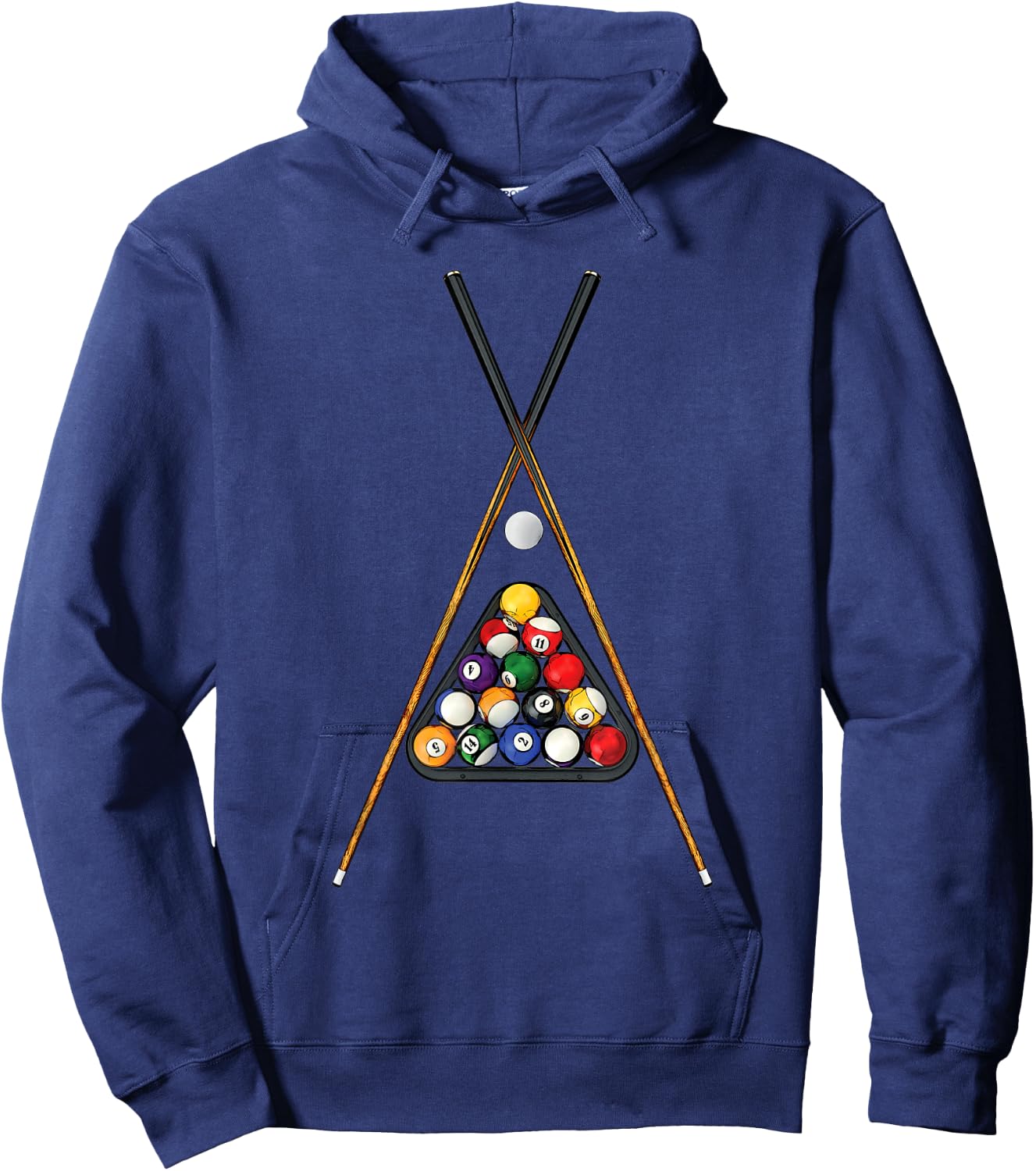 Pool Player's Racked Balls Sticks Cue Ball Billiards Art Hoodie - Hoodie | Navy
