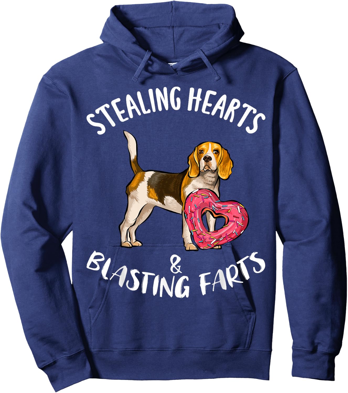 Stealing Hearts Blasting Farts Beagle Valentines Day Hoodie - Hoodie | Navy
