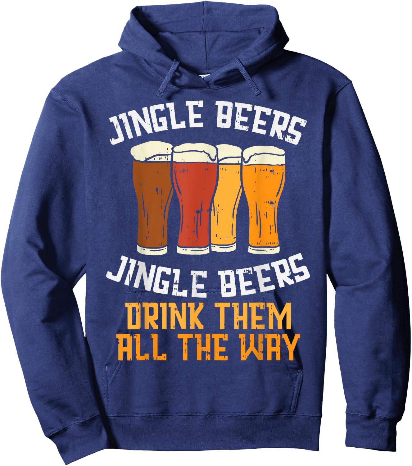 Jingle Beers Drink All The Way Christmas Beer Lover PJ Hoodie - Hoodie | Navy
