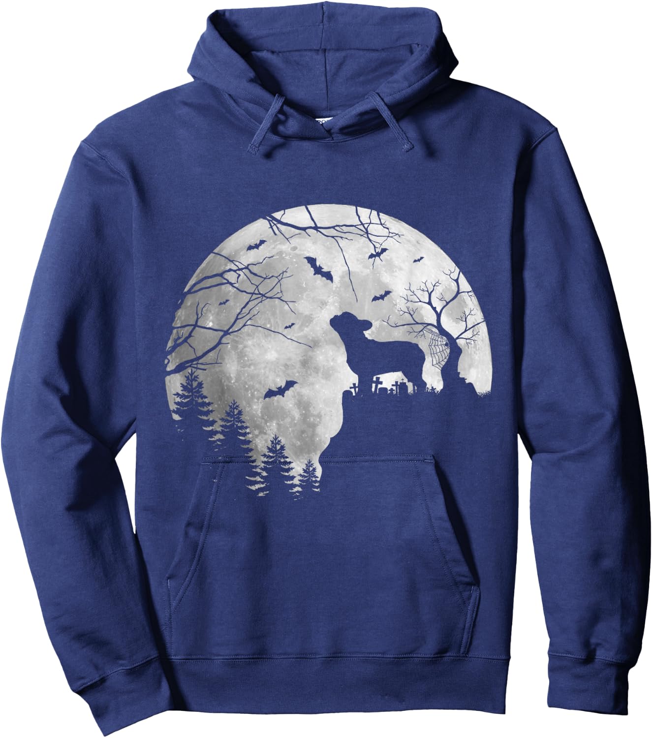 Frenchie Dog Moon Howl In Forest Halloween Dog Frenchie Women Kids Hoodie - Hoodie | Navy