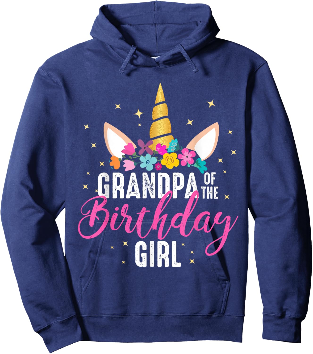Grandpa Of The Birthday Girl Grandpa Gift Unicorn Birthday Hoodie - Hoodie | Navy
