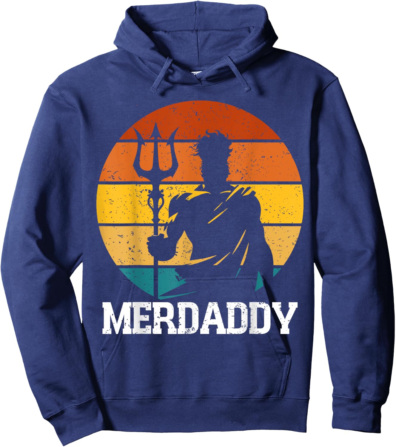 Retro Merdaddy Security Merman Mermaid Merdad Father's Day Hoodie - Hoodie | Navy